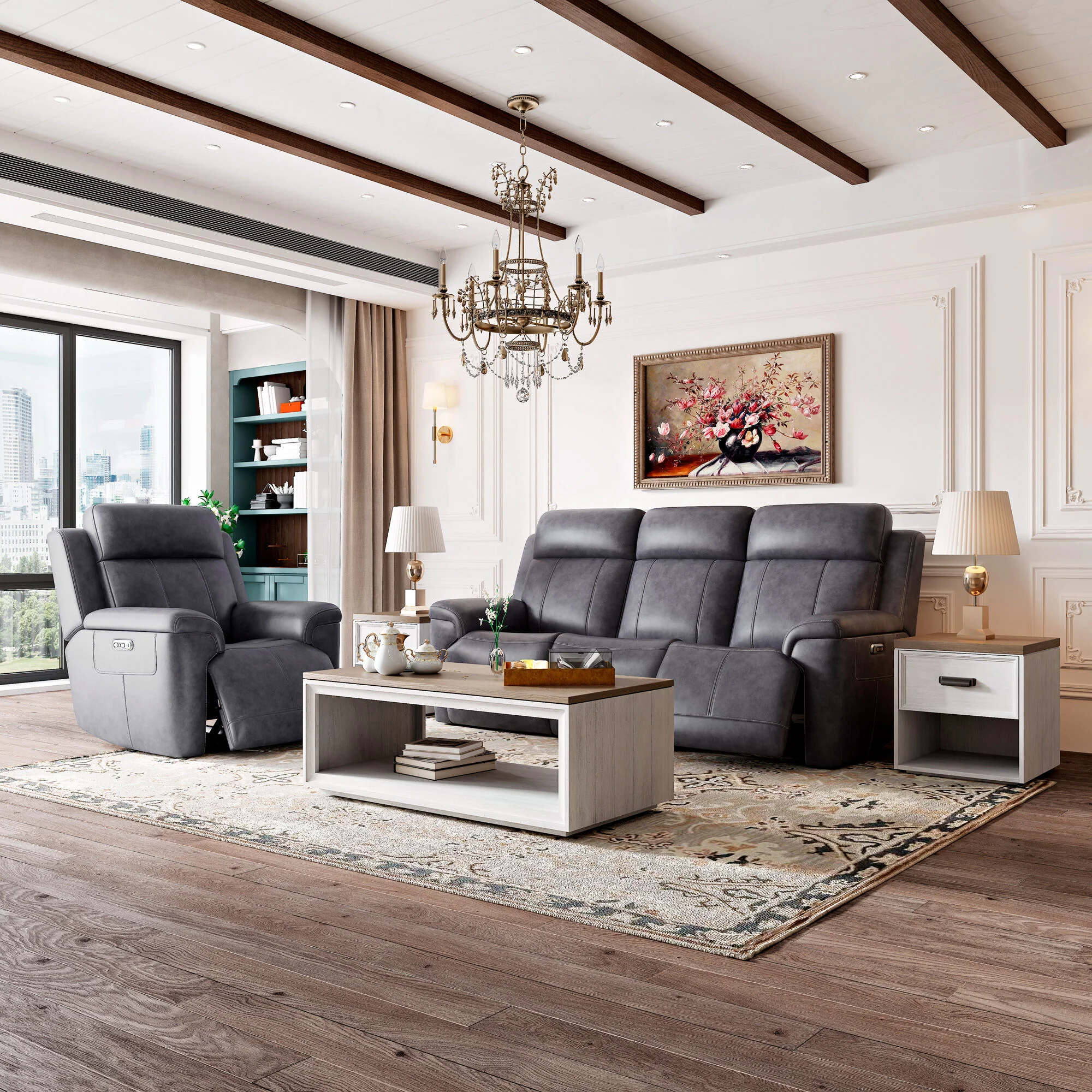 Amelia Power Reclining Console Sofa with Power Headrests and Lumbar - Image 3