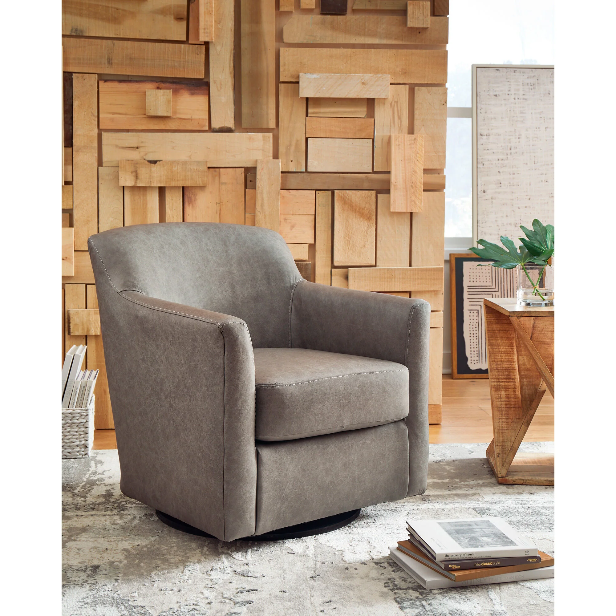 Bradney Leather Swivel Accent Chair - Image 3