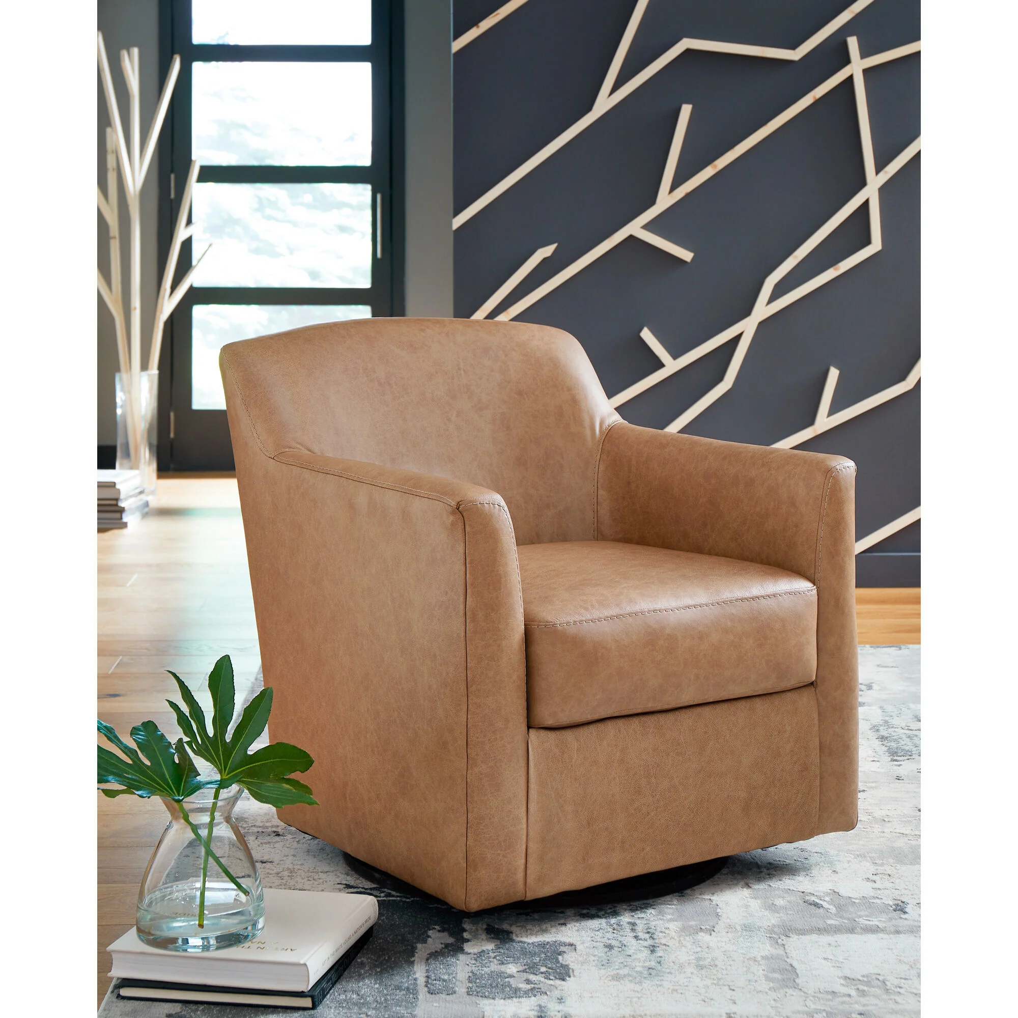 Bradney Leather Swivel Accent Chair - Image 9