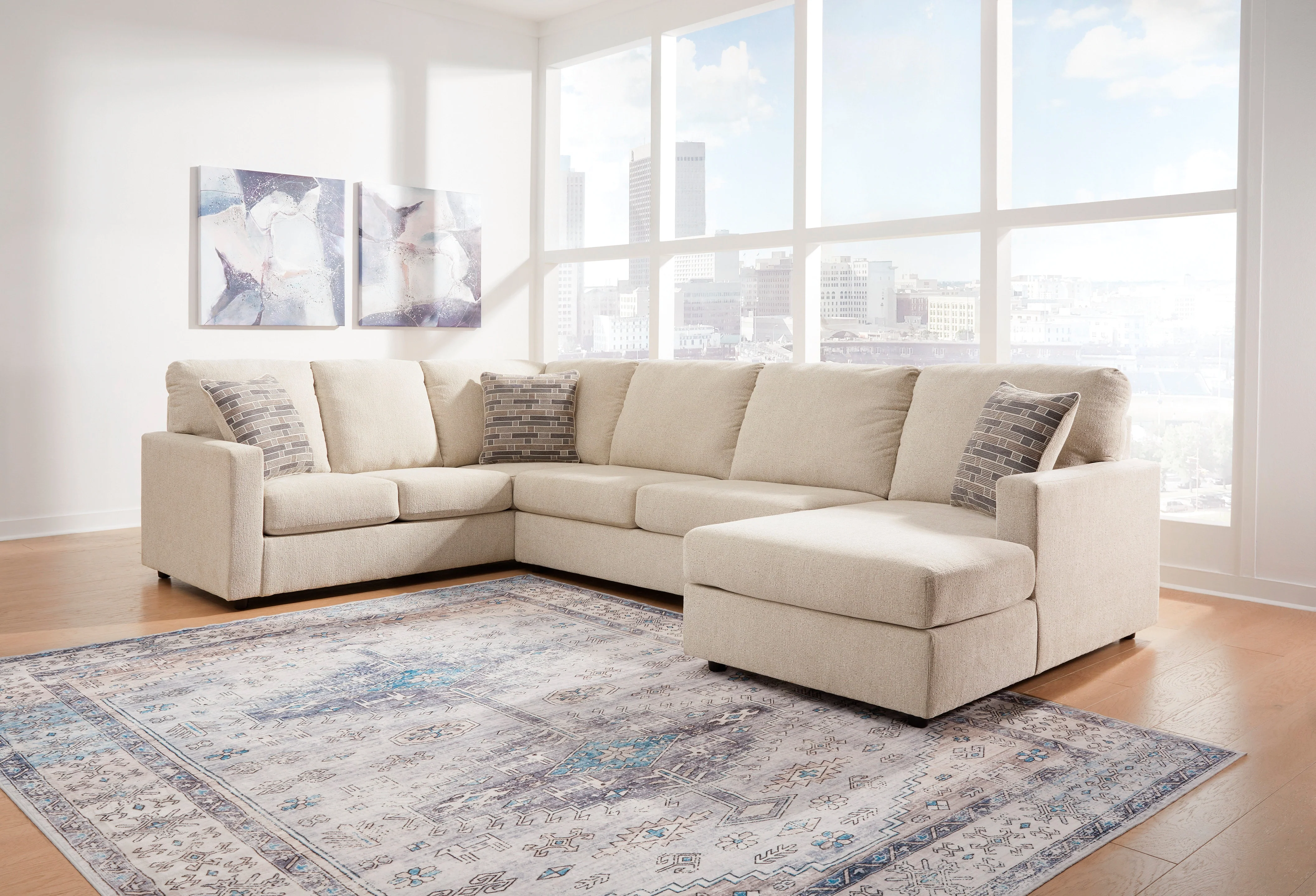 Edenfield 3 Piece Linen Right Chaise Sectional - Image 2