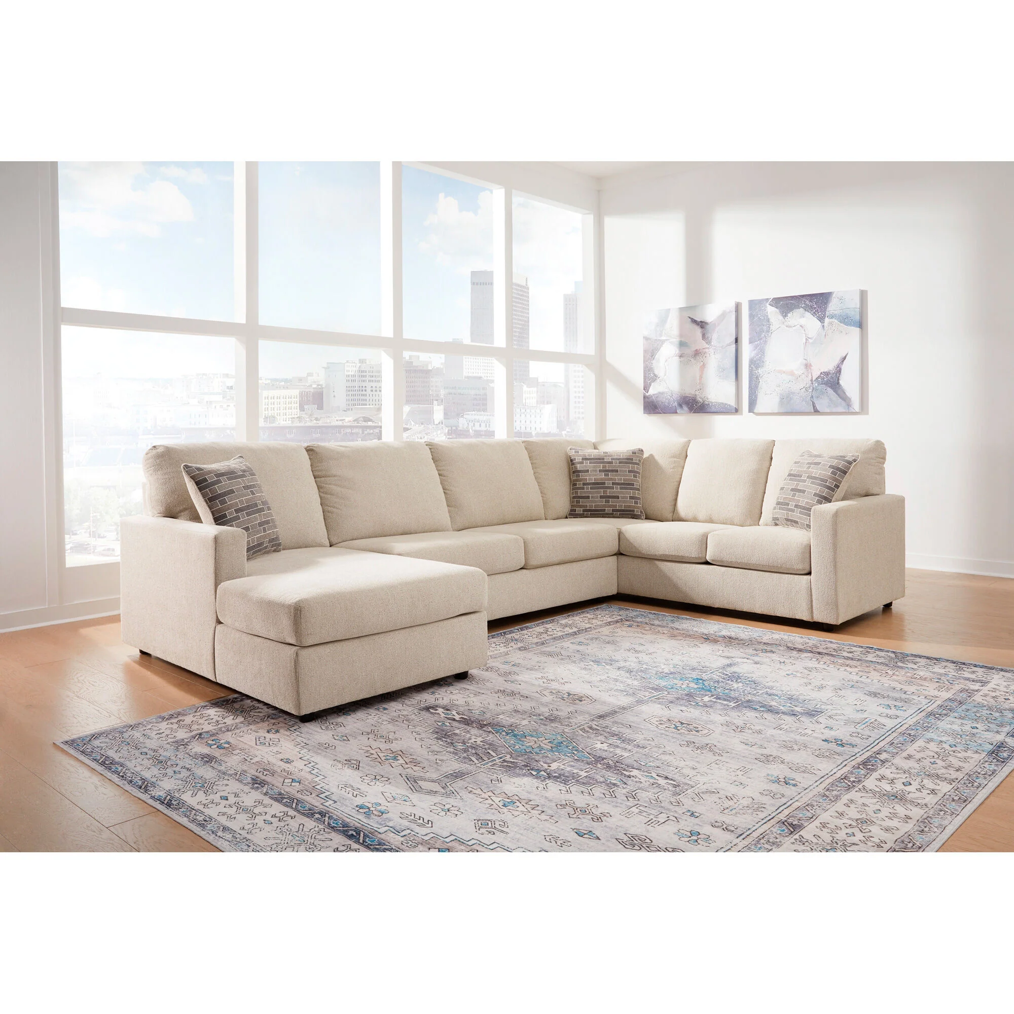 Edenfield 3 Piece Linen Left Chaise Sectional - Image 2