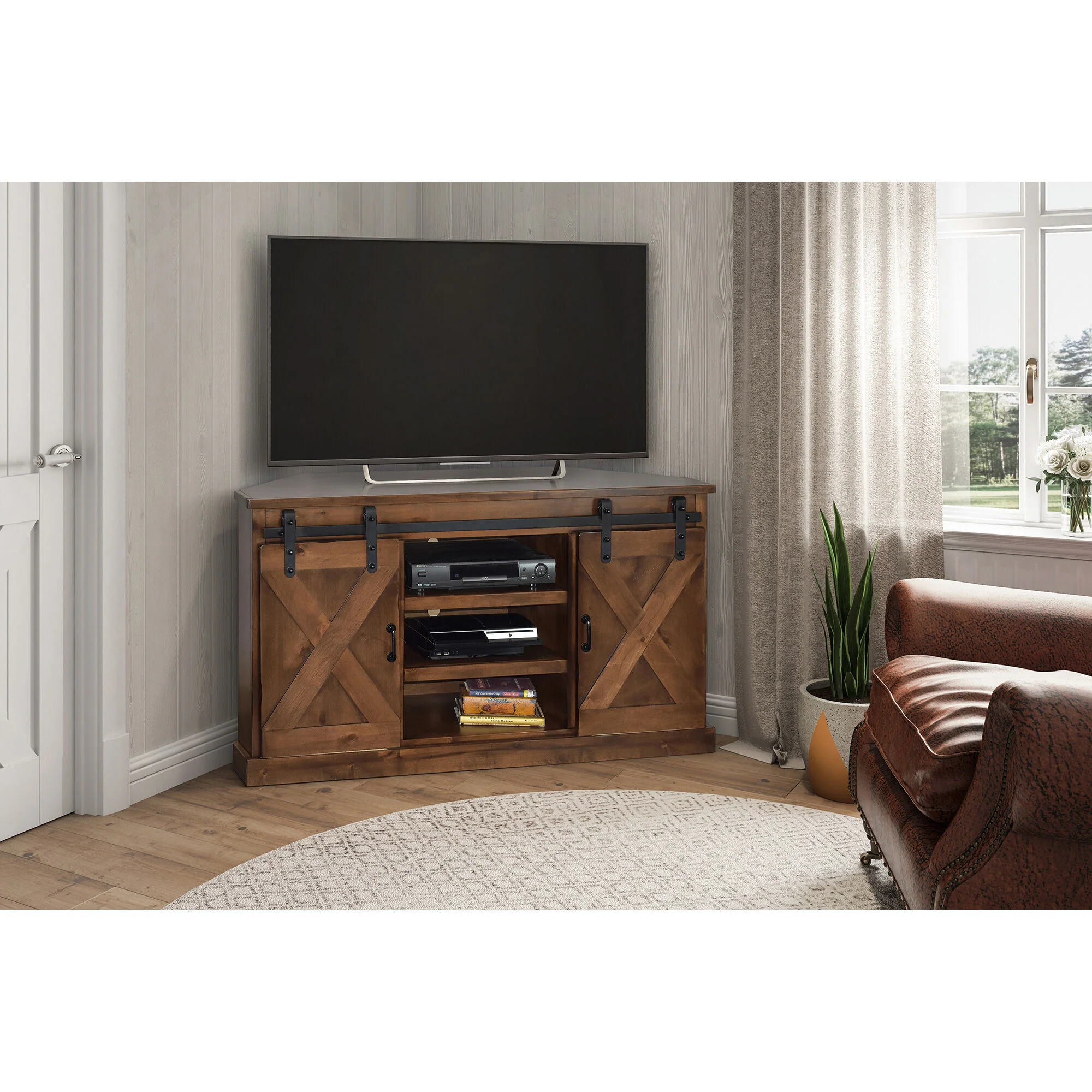 Farmhouse 56 Inch Corner TV Stand - Image 2