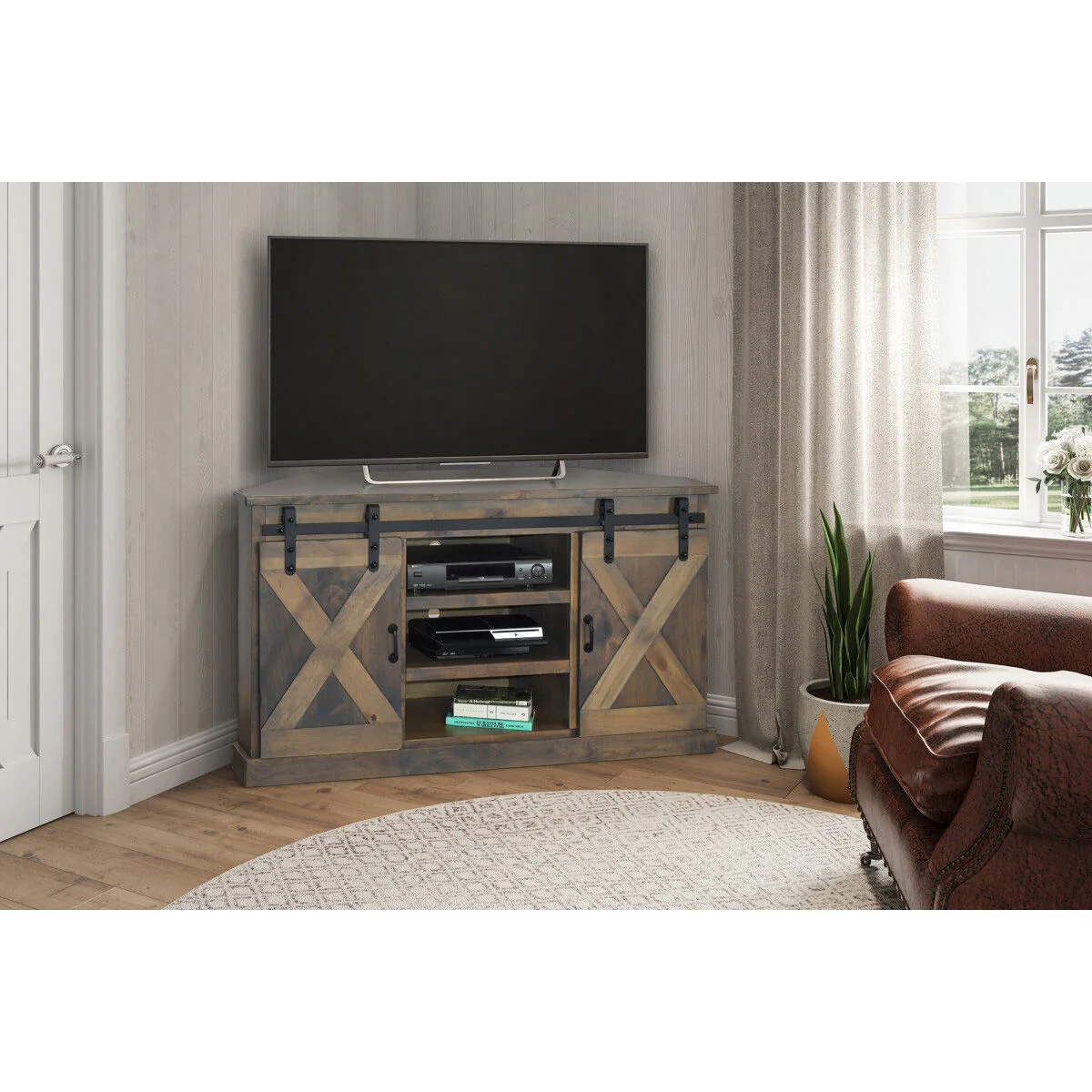 Farmhouse 56 Inch Corner TV Stand - Image 7