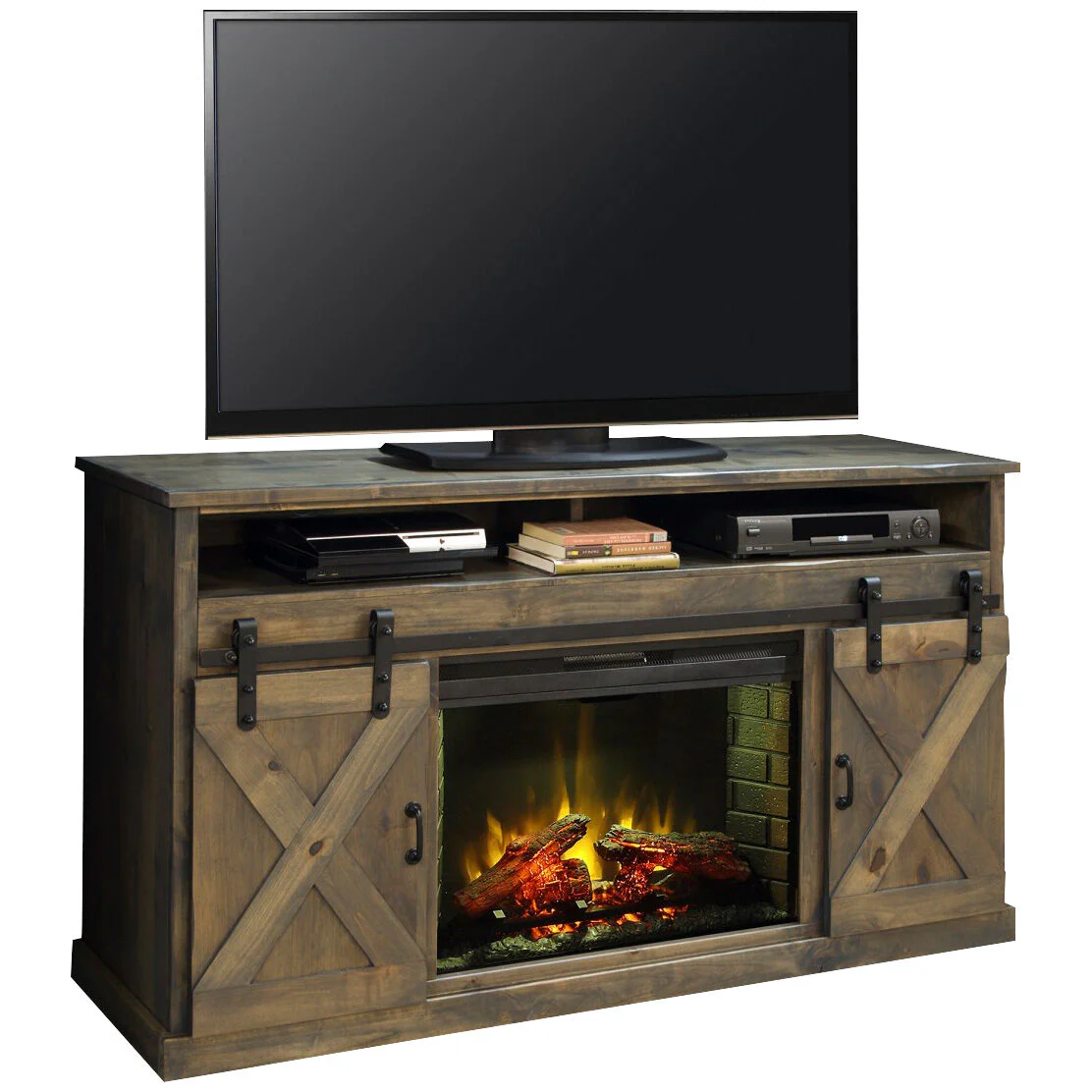 Farmhouse 66 Inch Fireplace Console - Image 2