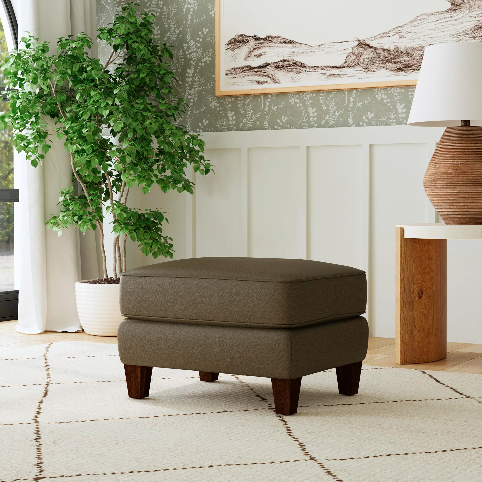 Finley Leather Ottoman - Image 3