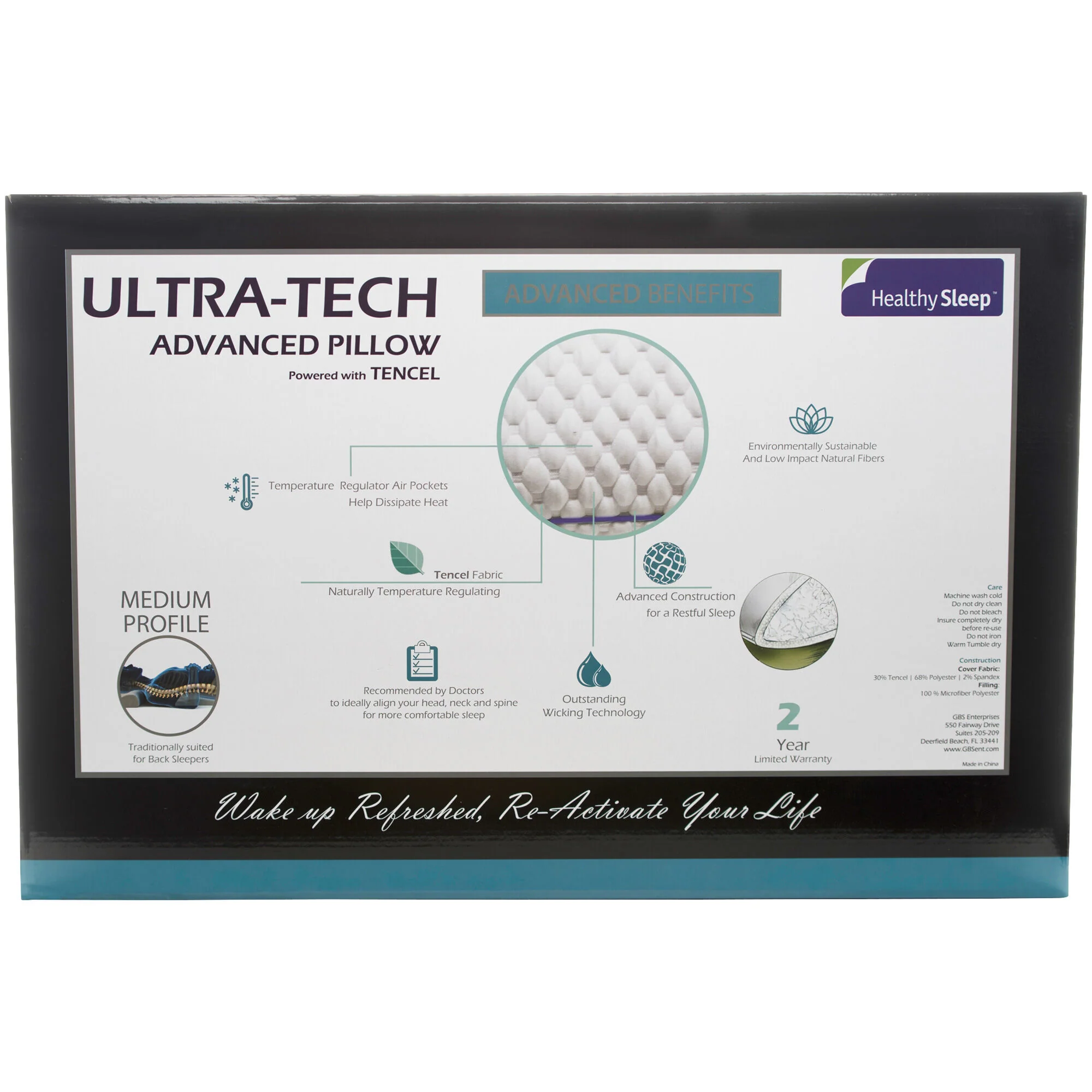 Healthy Sleep Ultra-Tech Medium Profile Pillow - Image 5
