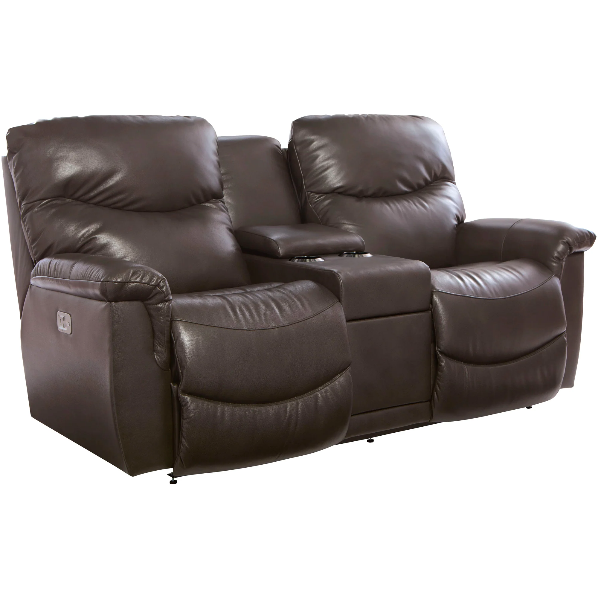 James Leather Power Plus Reclining Console Loveseat - Image 6