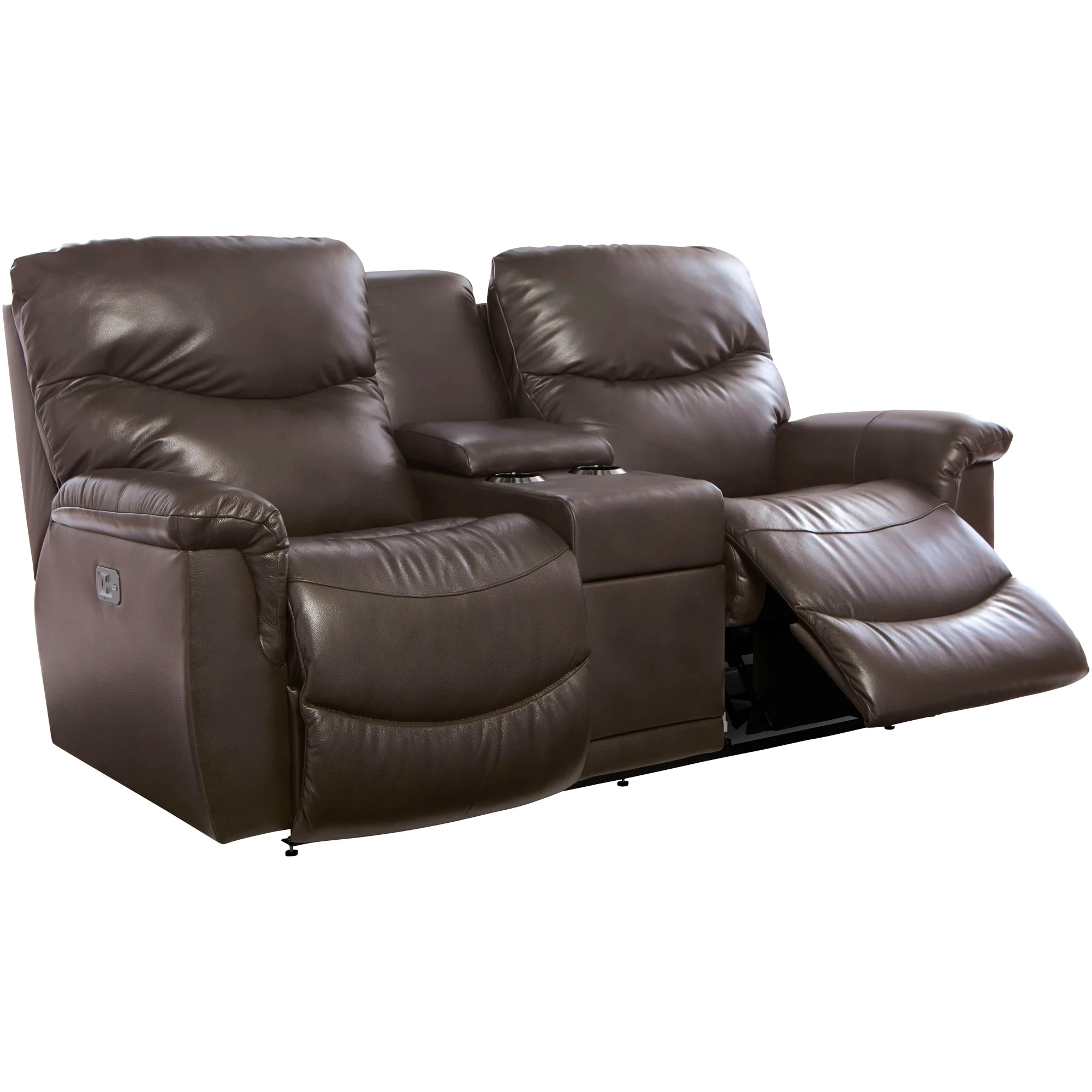 James Leather Power Plus Reclining Console Loveseat - Image 7