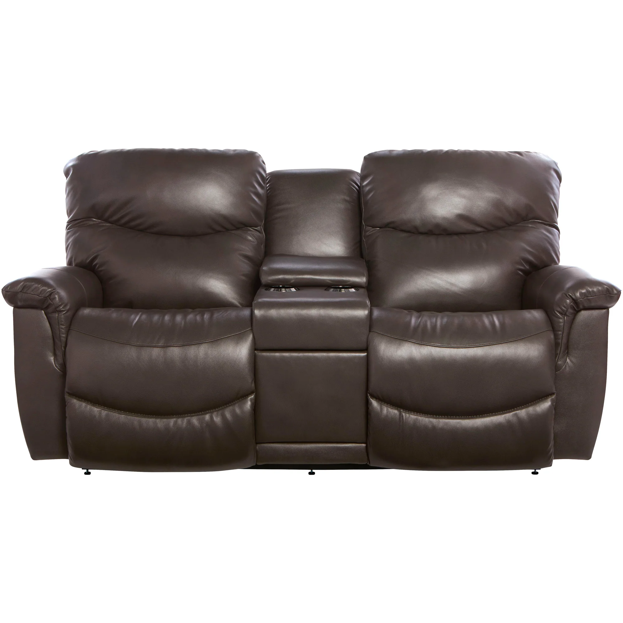 James Leather Reclining Console Loveseat