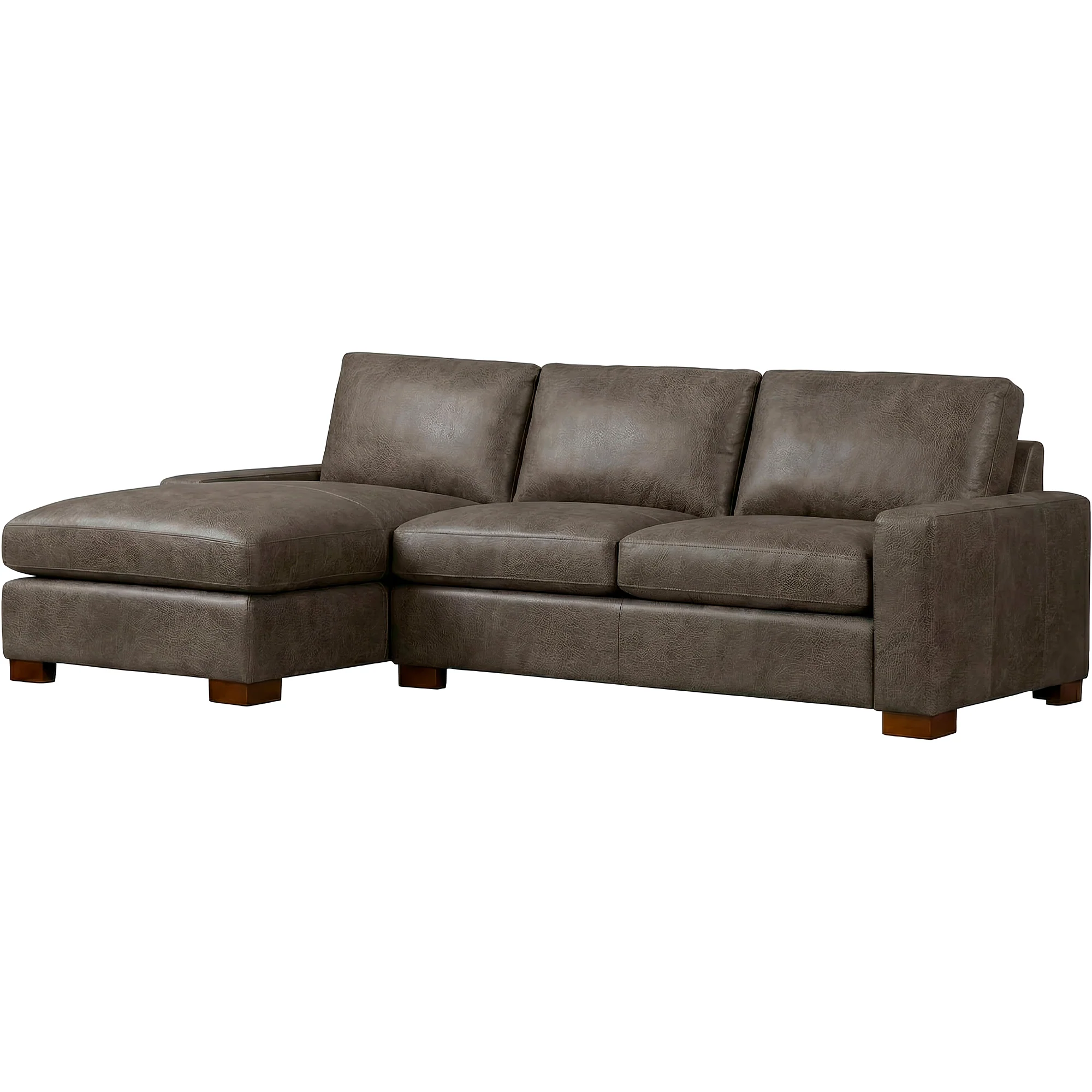 Juno 2 Piece Feather Blend Leather Left Chaise Sectional - Image 2