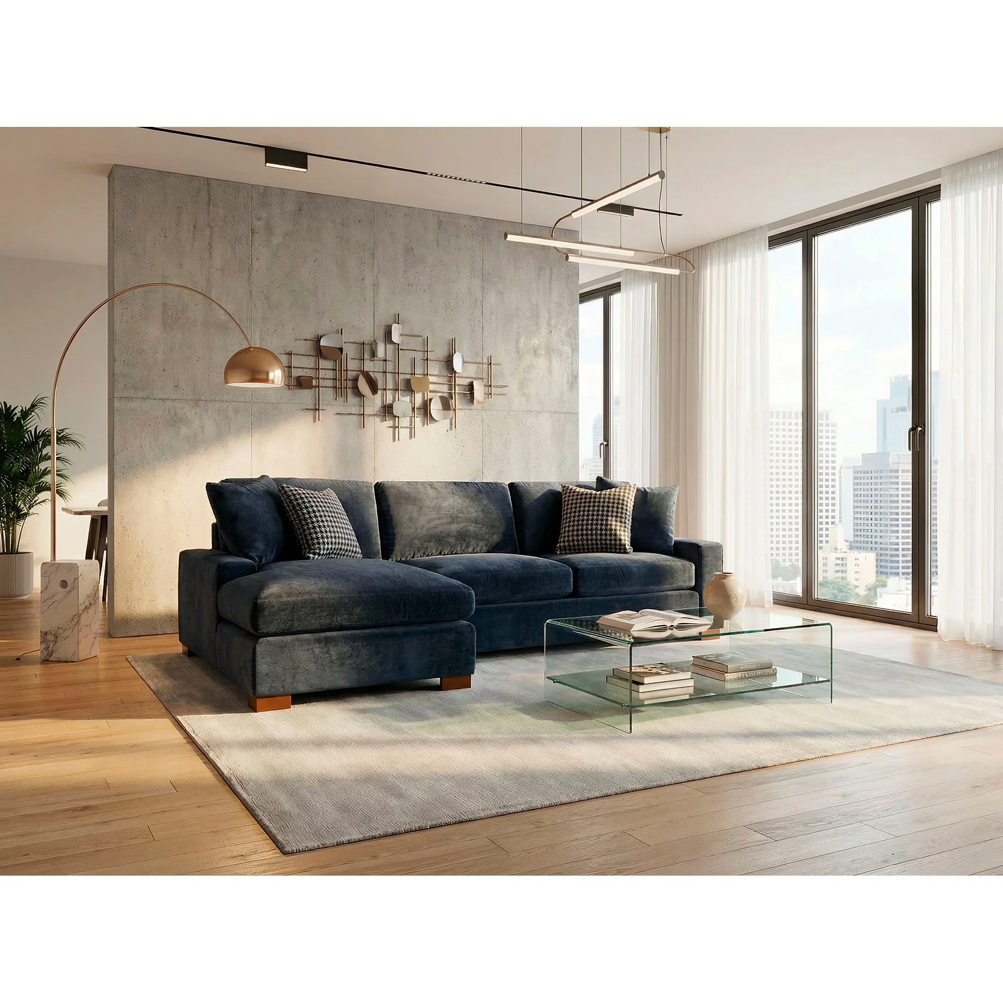 Juno 2 Piece Feather Blend Left Chaise Sectional - Image 3
