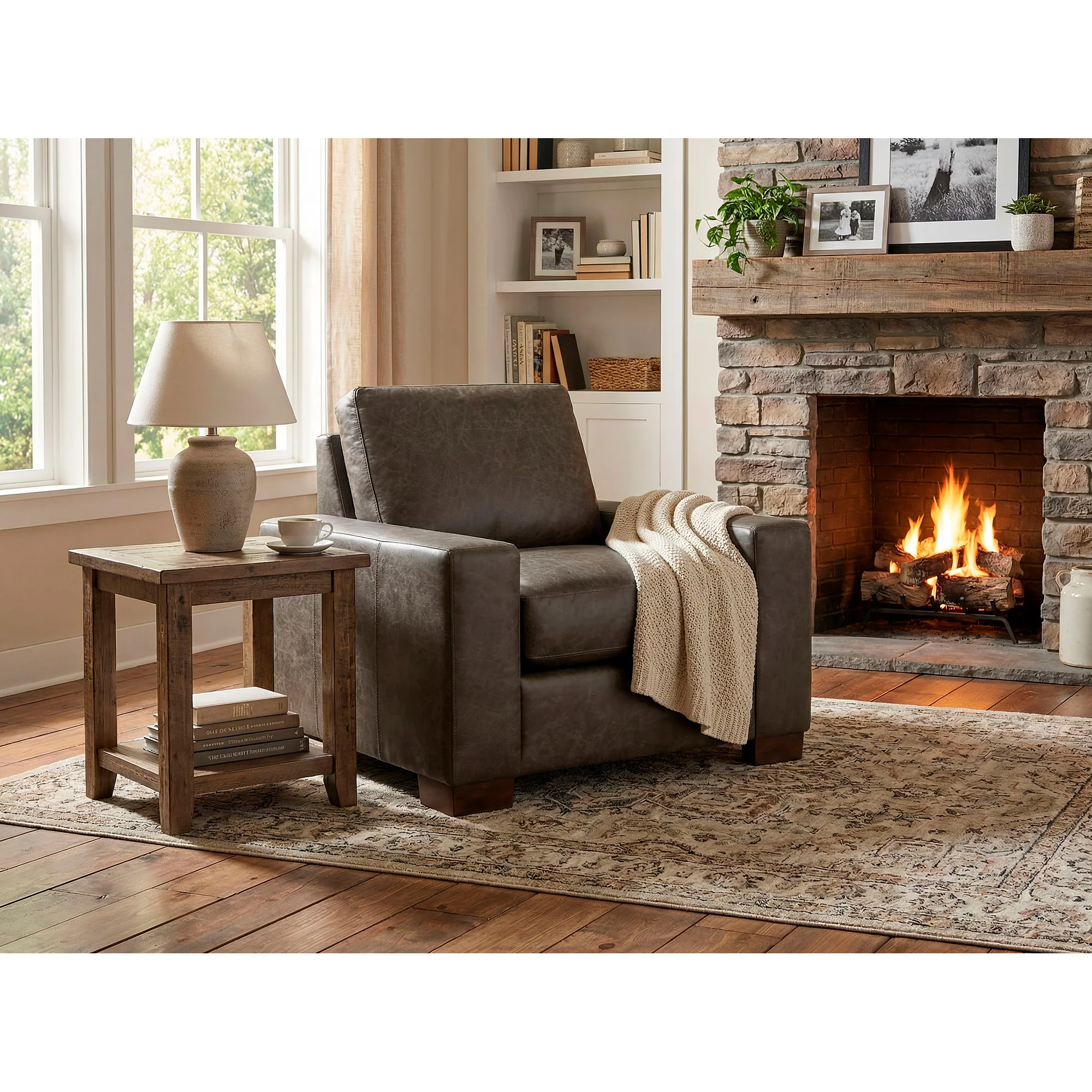 Juno Feather Blend Leather Chair - Image 3