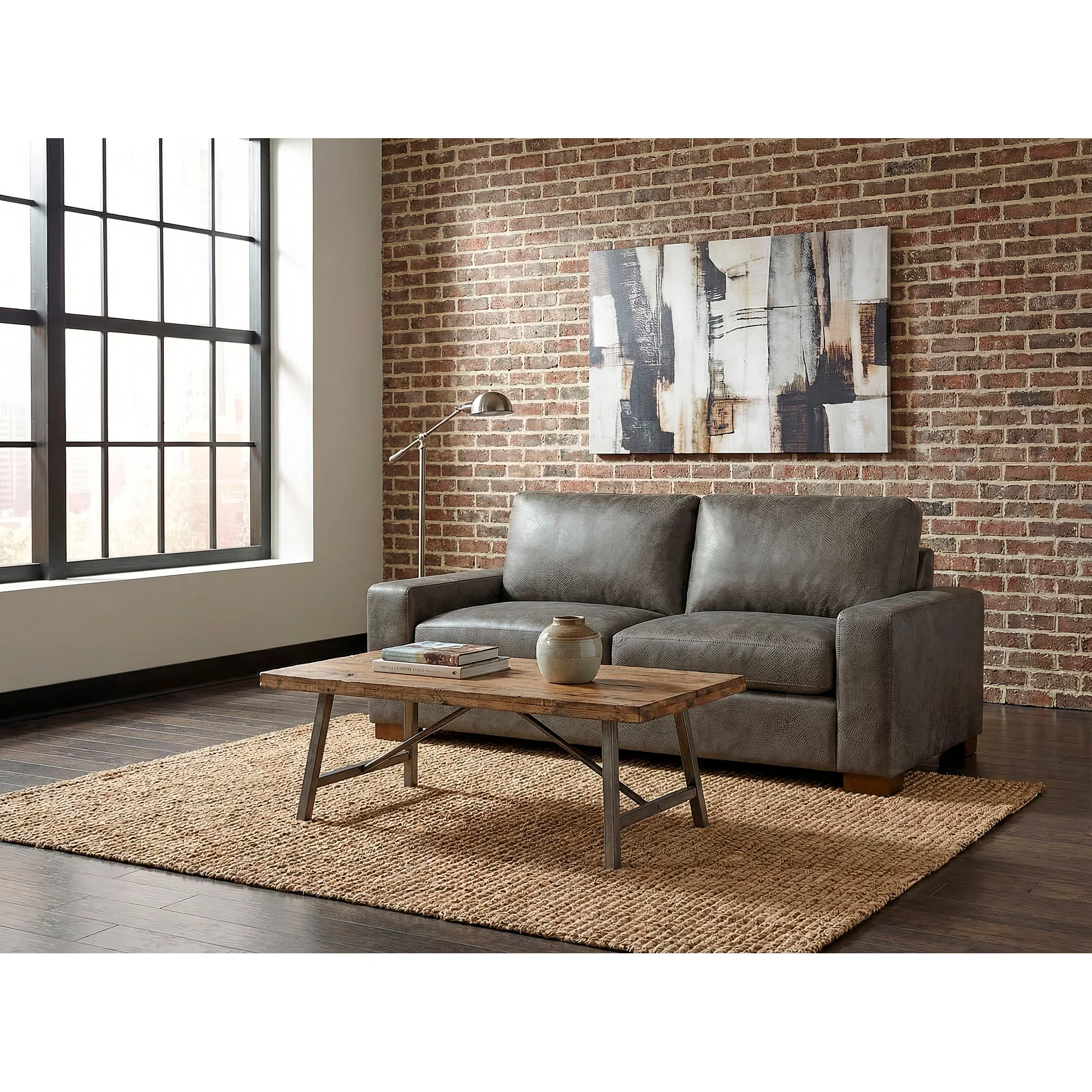 Juno Feather Blend Leather Loveseat - Image 3