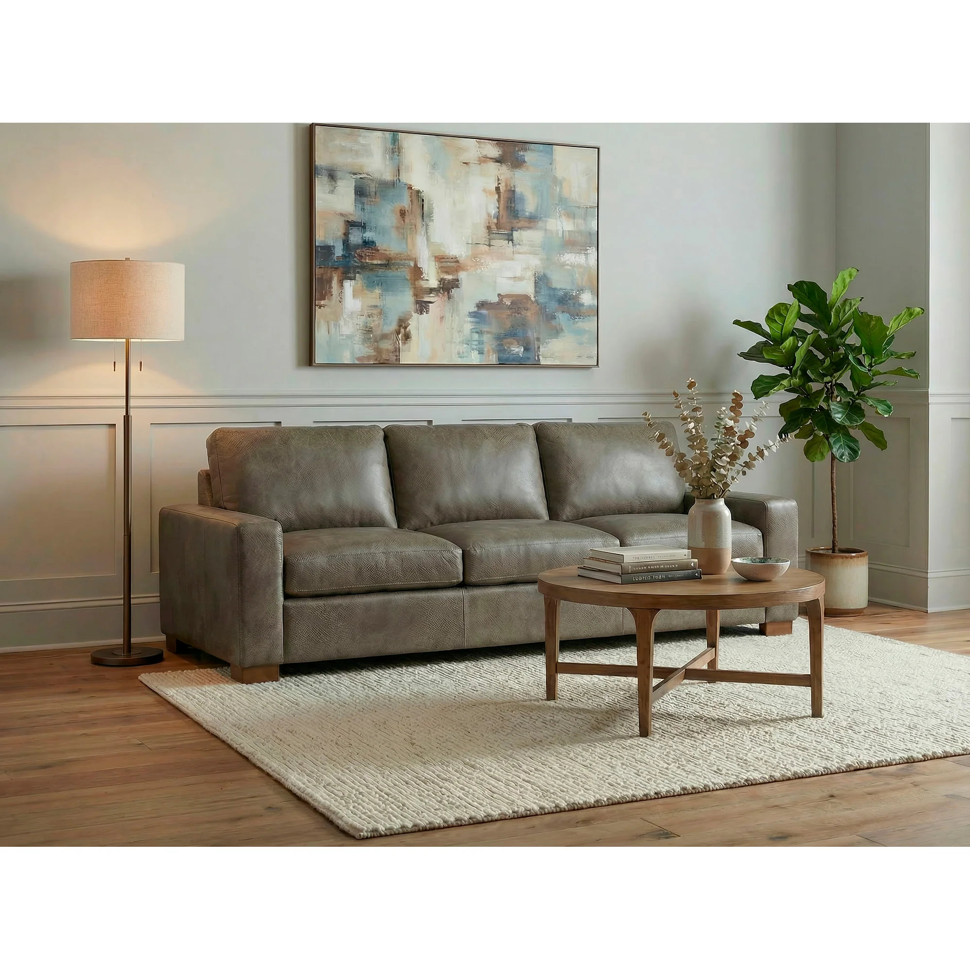 Juno Feather Blend Leather Oversized Sofa - Image 3