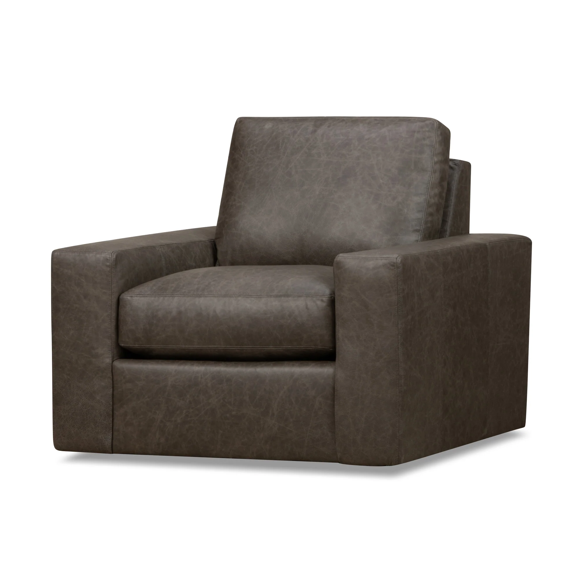 Juno Feather Blend Leather Swivel Chair - Image 2