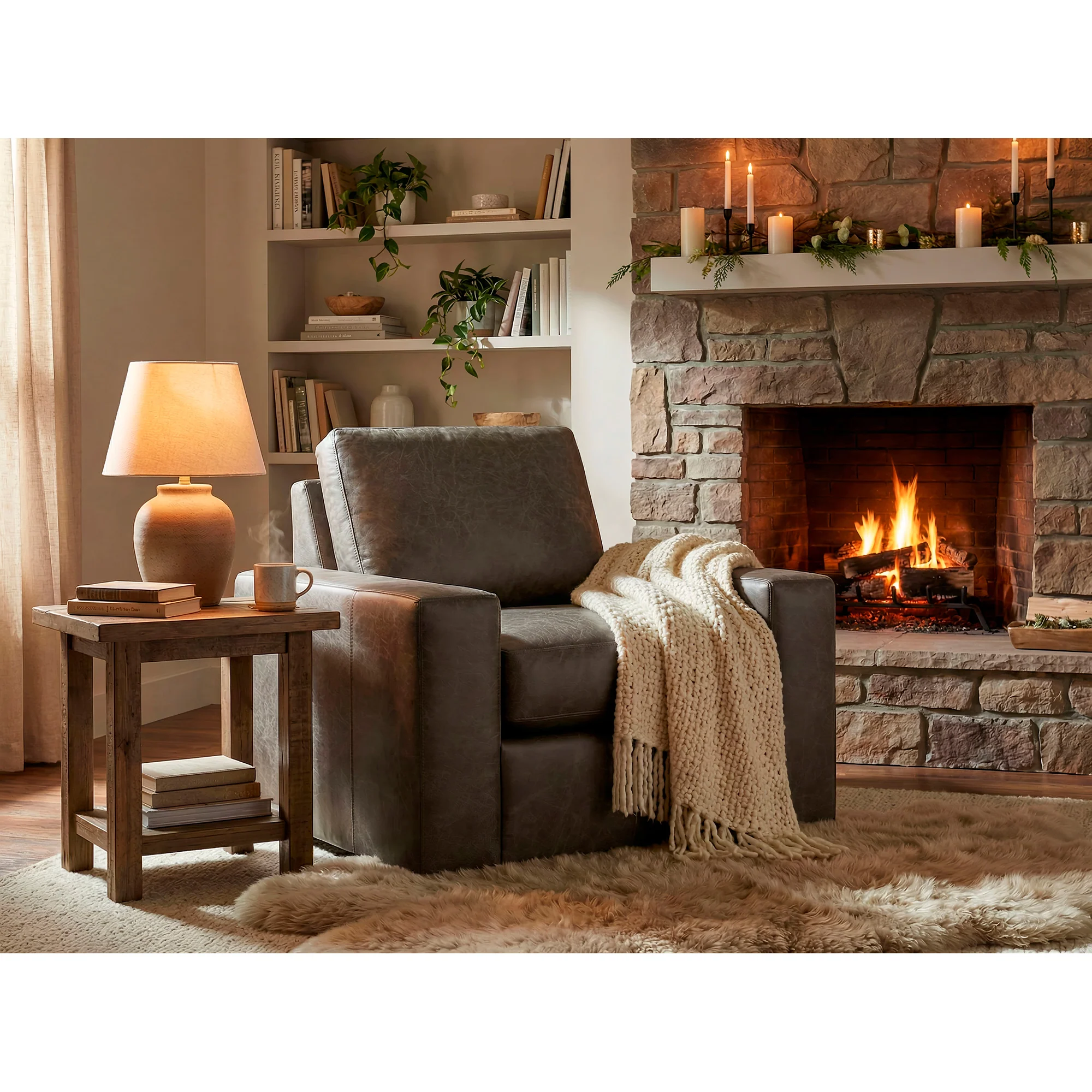 Juno Feather Blend Leather Swivel Chair - Image 3