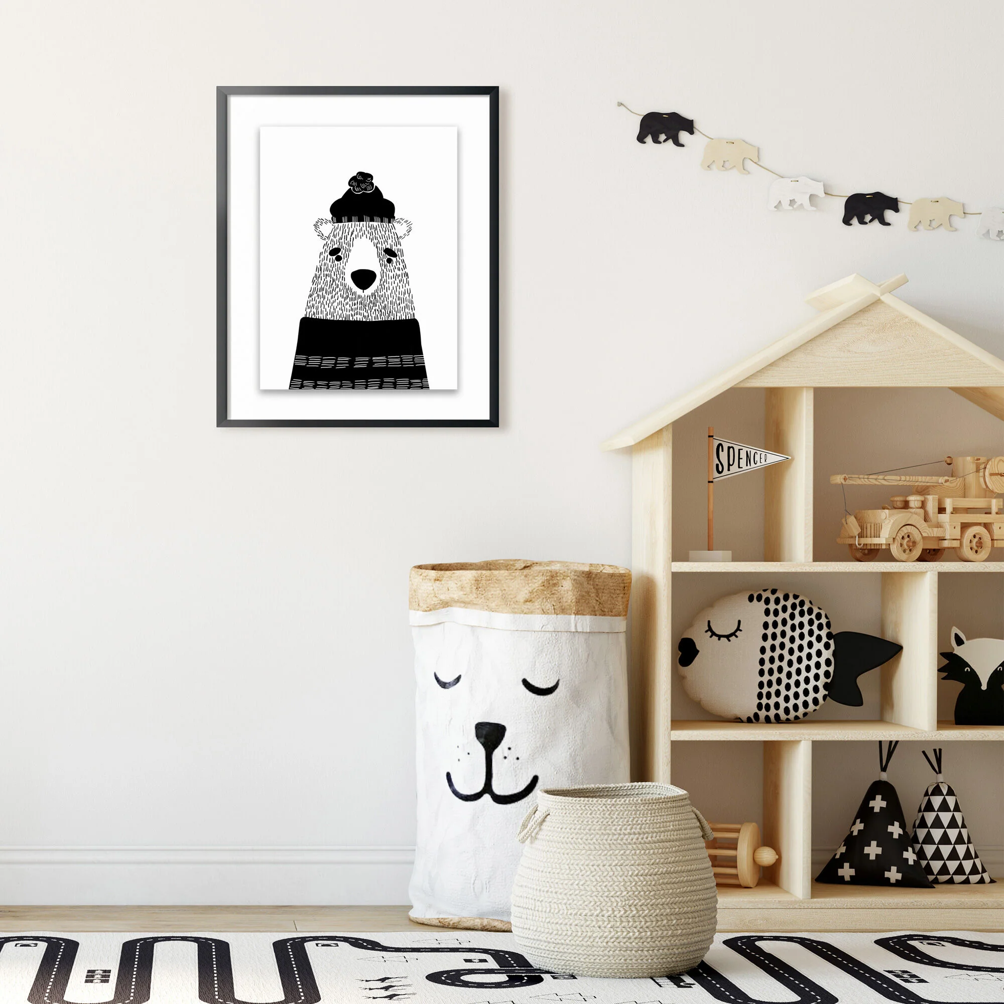 Kids Black Bear Wall Art - Image 3