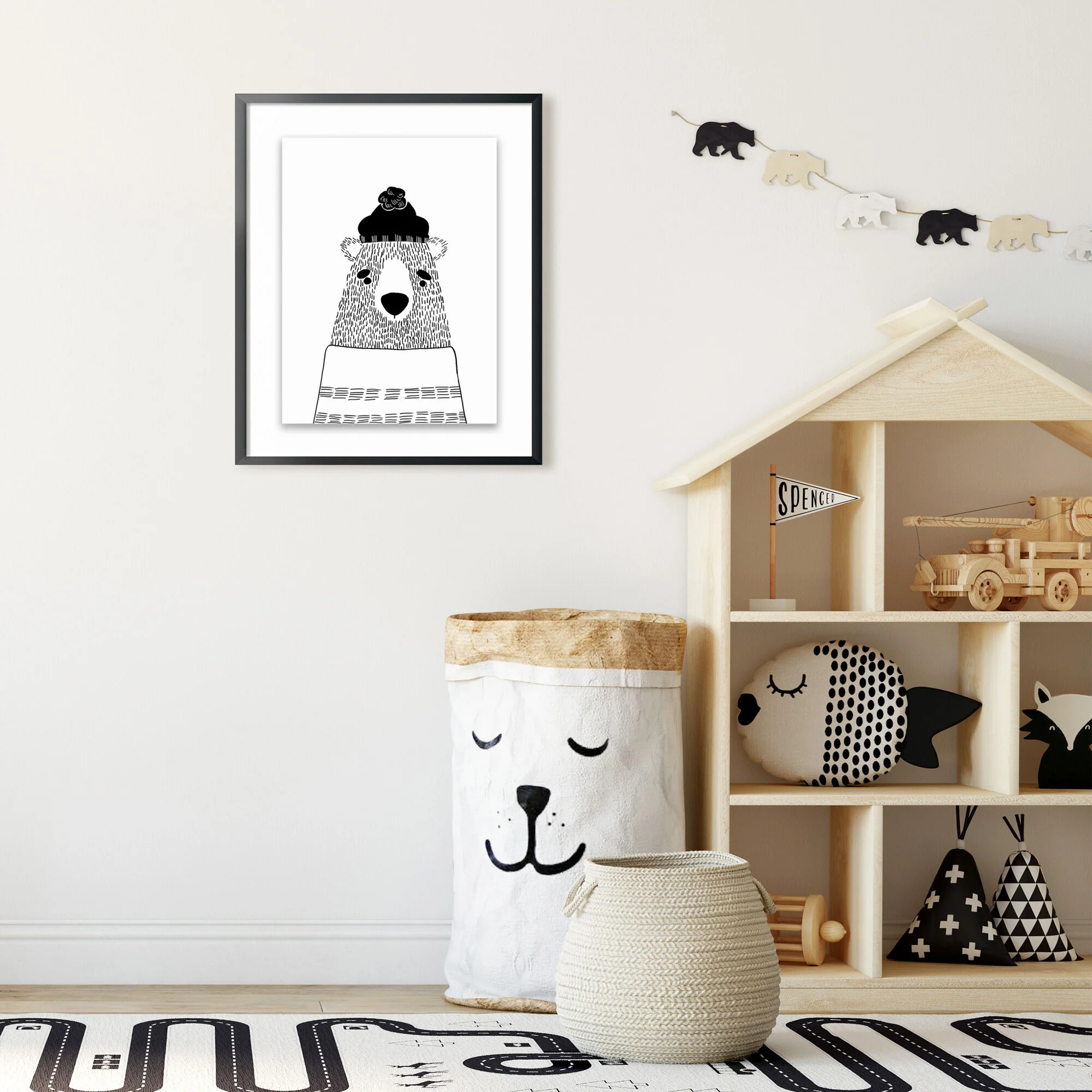Kids White Bear Wall Art - Image 3
