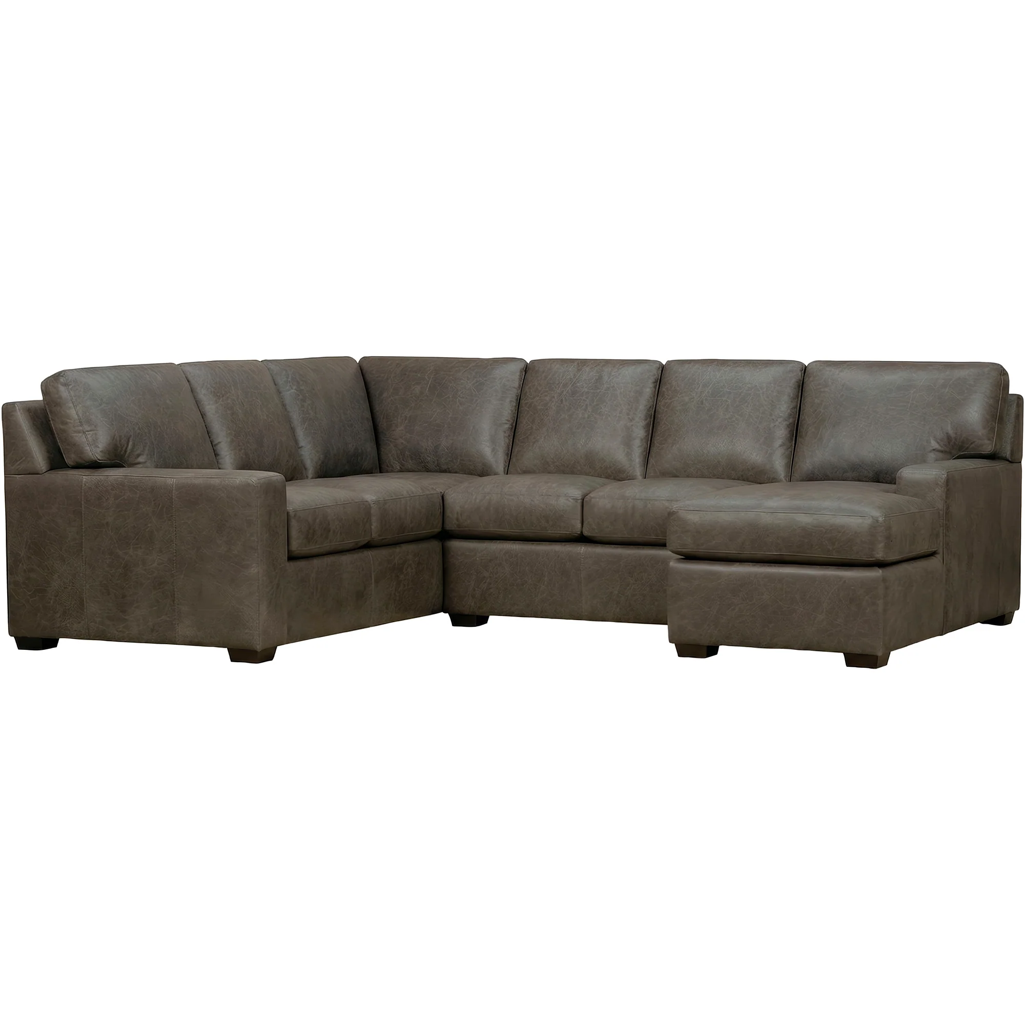 Merritt 3 Piece Feather Blend Leather Right Chaise Sectional - Image 2