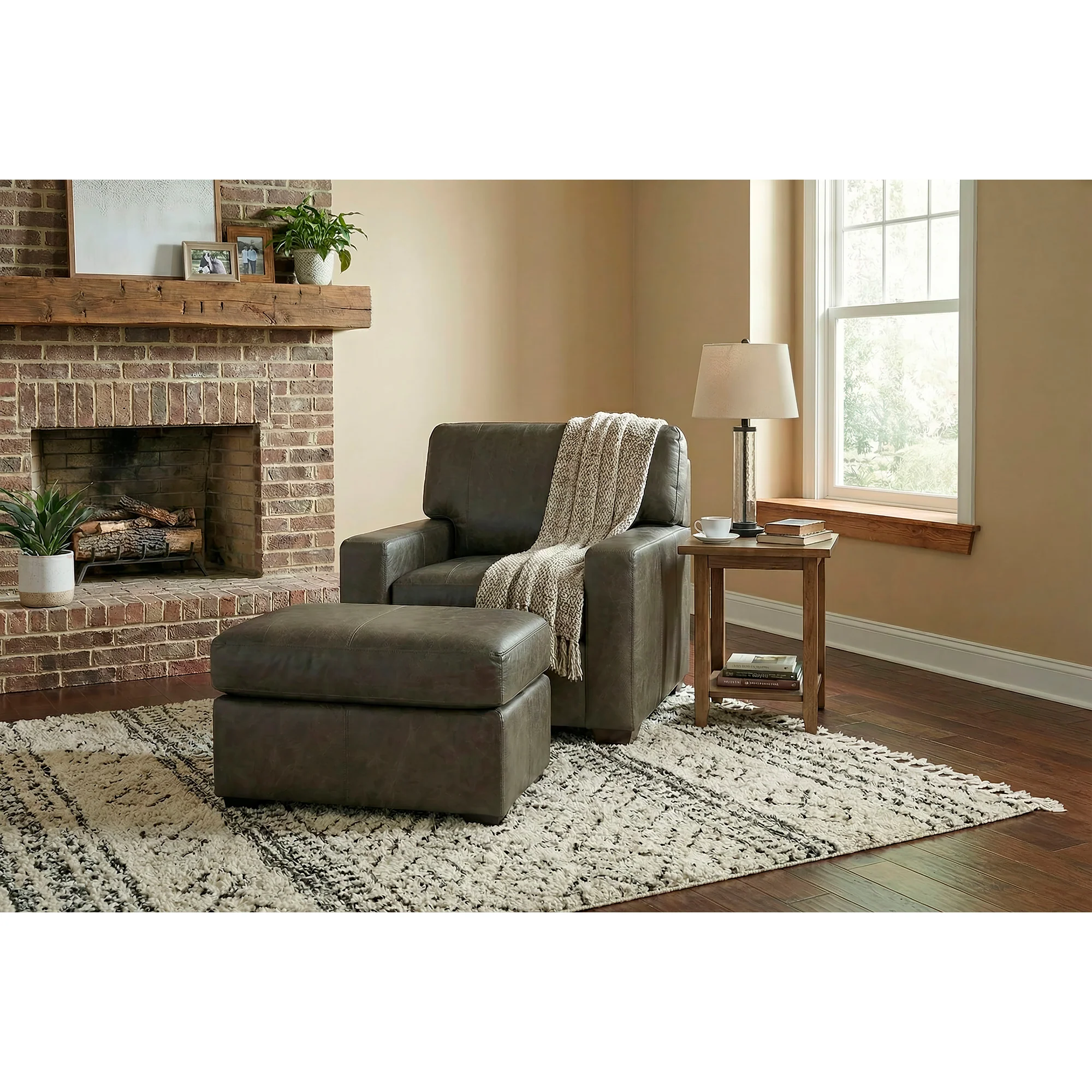 Merritt Feather Blend Leather Chair - Image 3