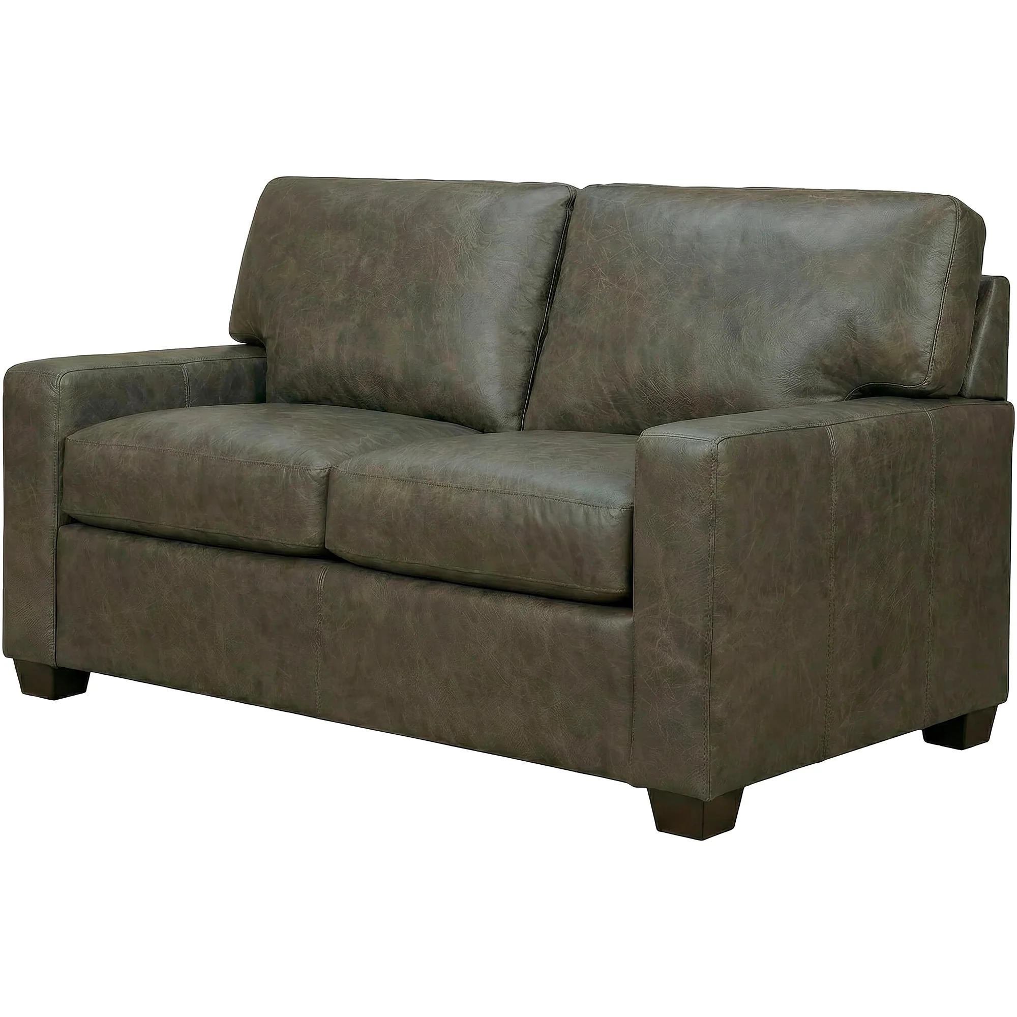 Merritt Feather Blend Leather Loveseat - Image 2
