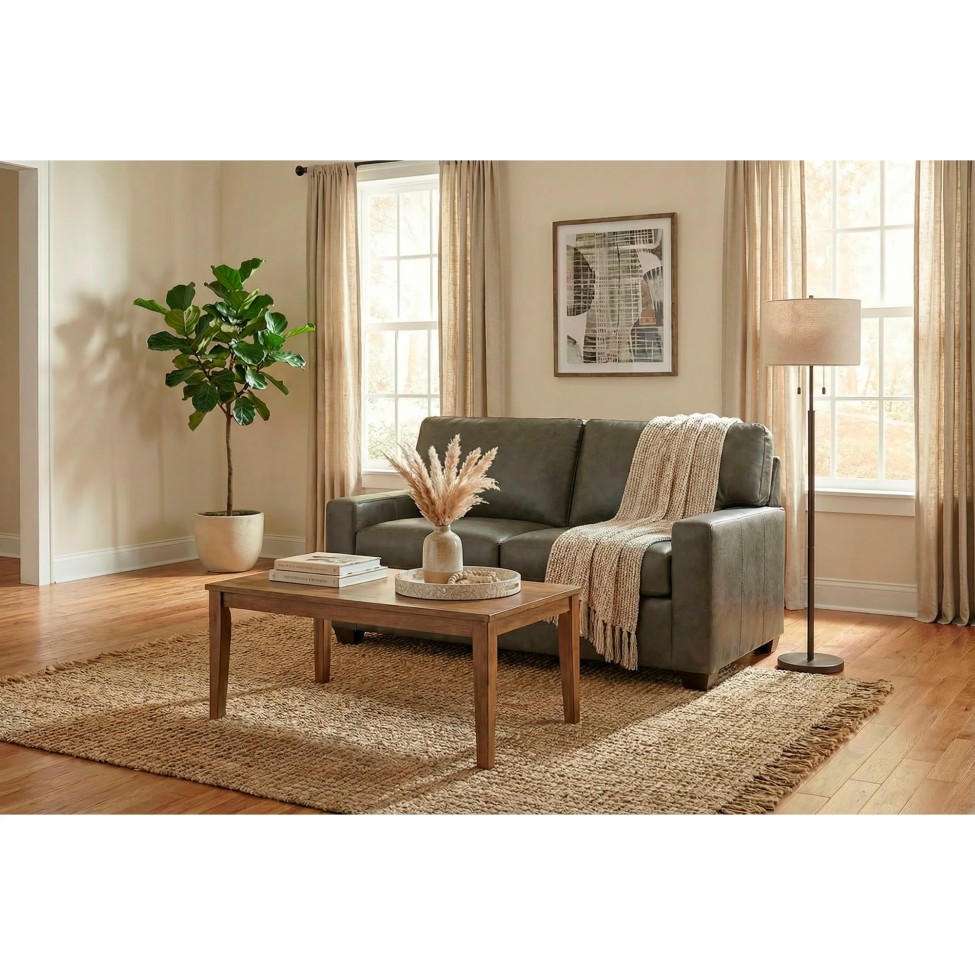 Merritt Feather Blend Leather Loveseat - Image 3