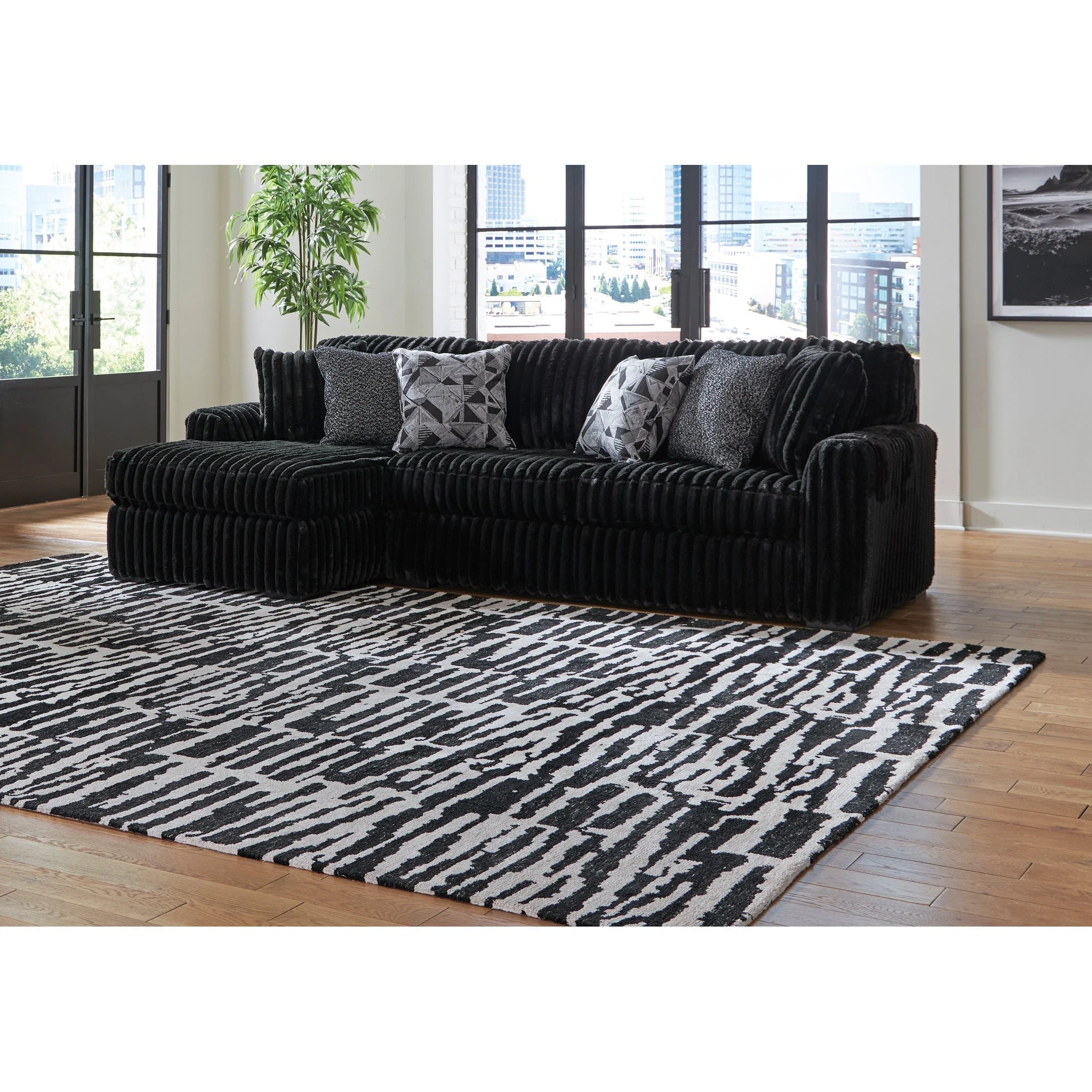 Midnight-Madness 2 Piece Modular Sectional with Left Chaise - Image 2