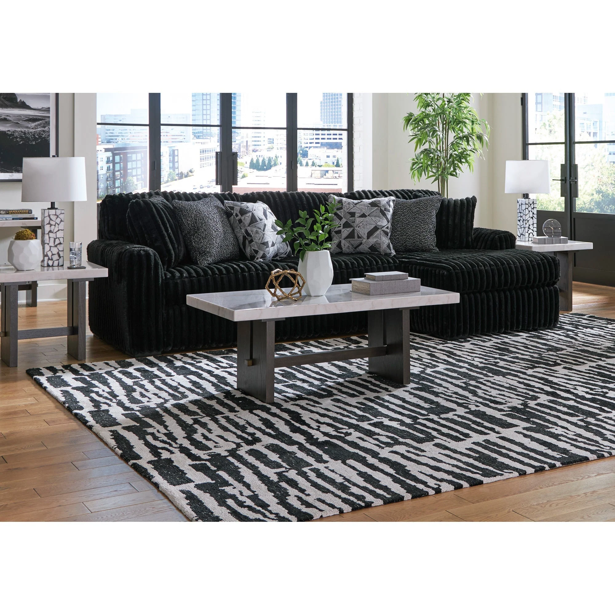 Midnight-Madness 2 Piece Modular Sectional with Right Chaise - Image 3