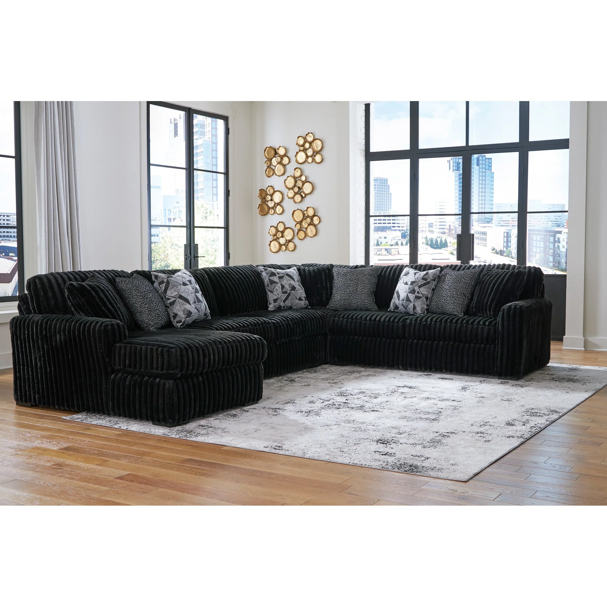 Midnight-Madness 4 Piece Modular Sectional with Left Chaise - Image 2