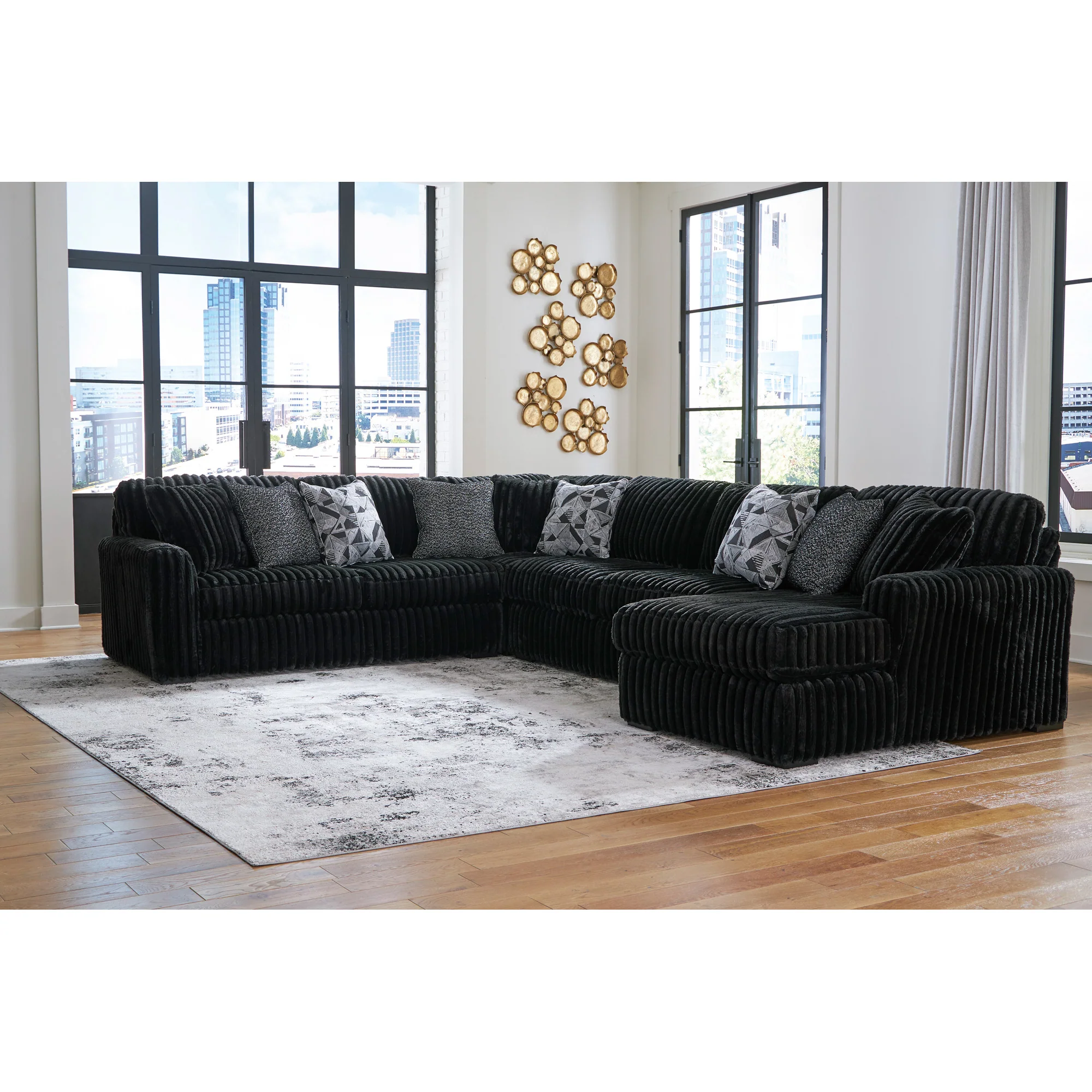 Midnight-Madness 4 Piece Modular Sectional with Right Chaise - Image 2