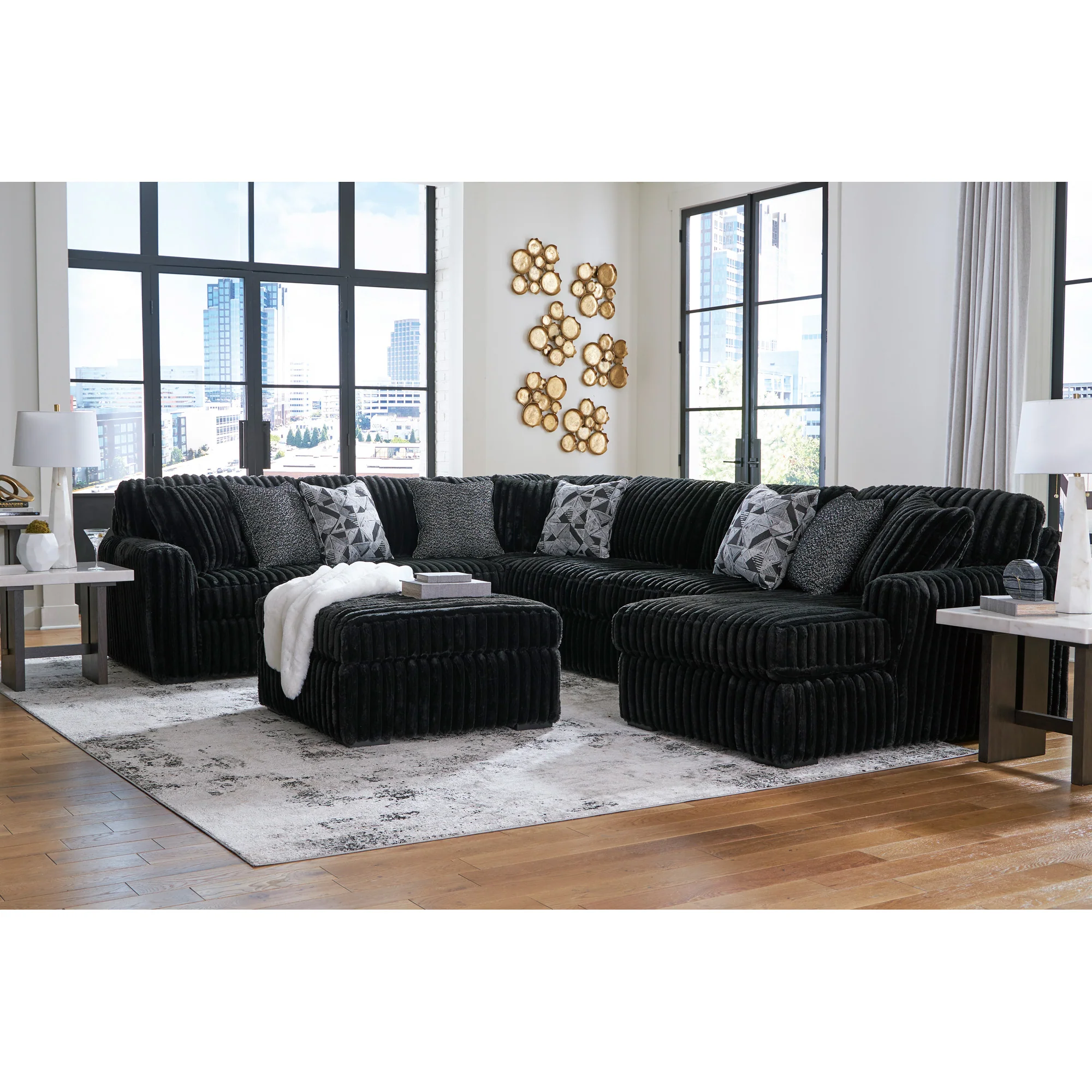 Midnight-Madness 4 Piece Modular Sectional with Right Chaise - Image 3