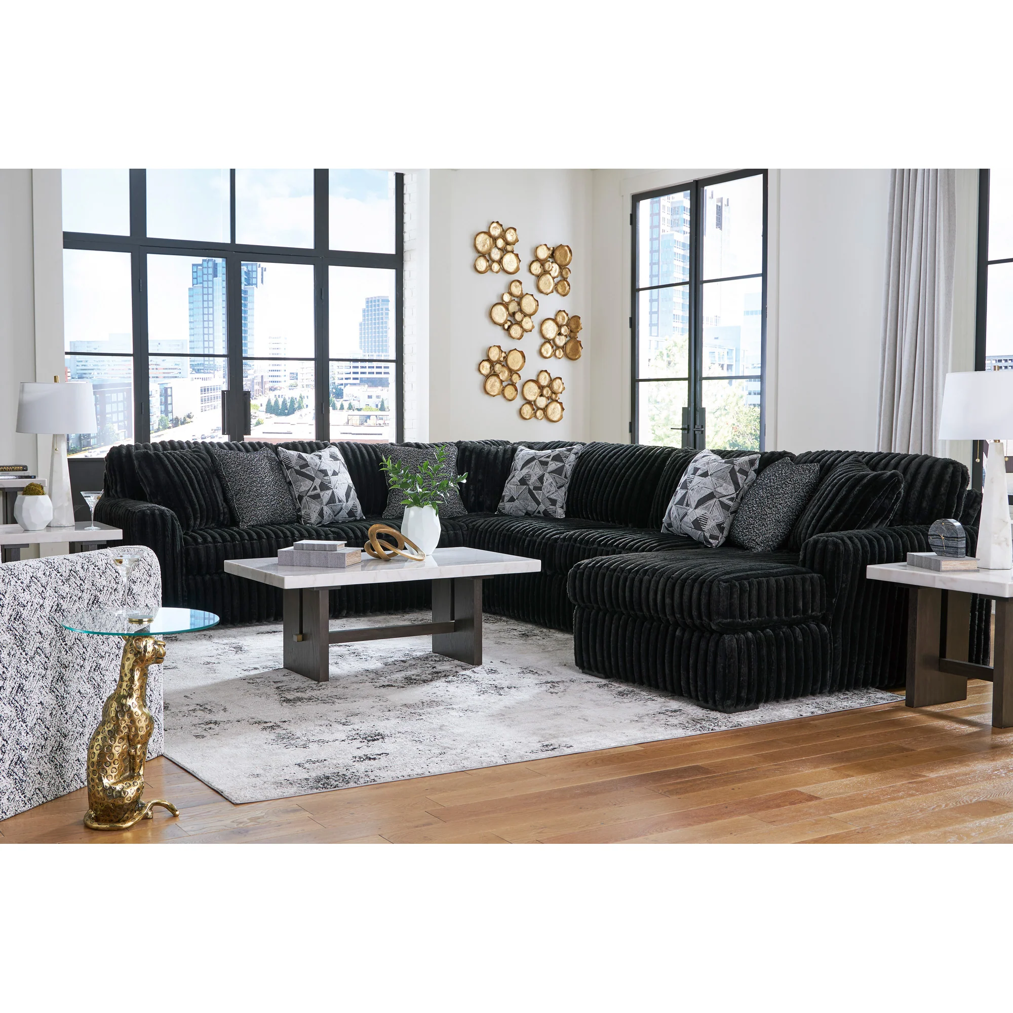 Midnight-Madness 4 Piece Modular Sectional with Right Chaise - Image 4