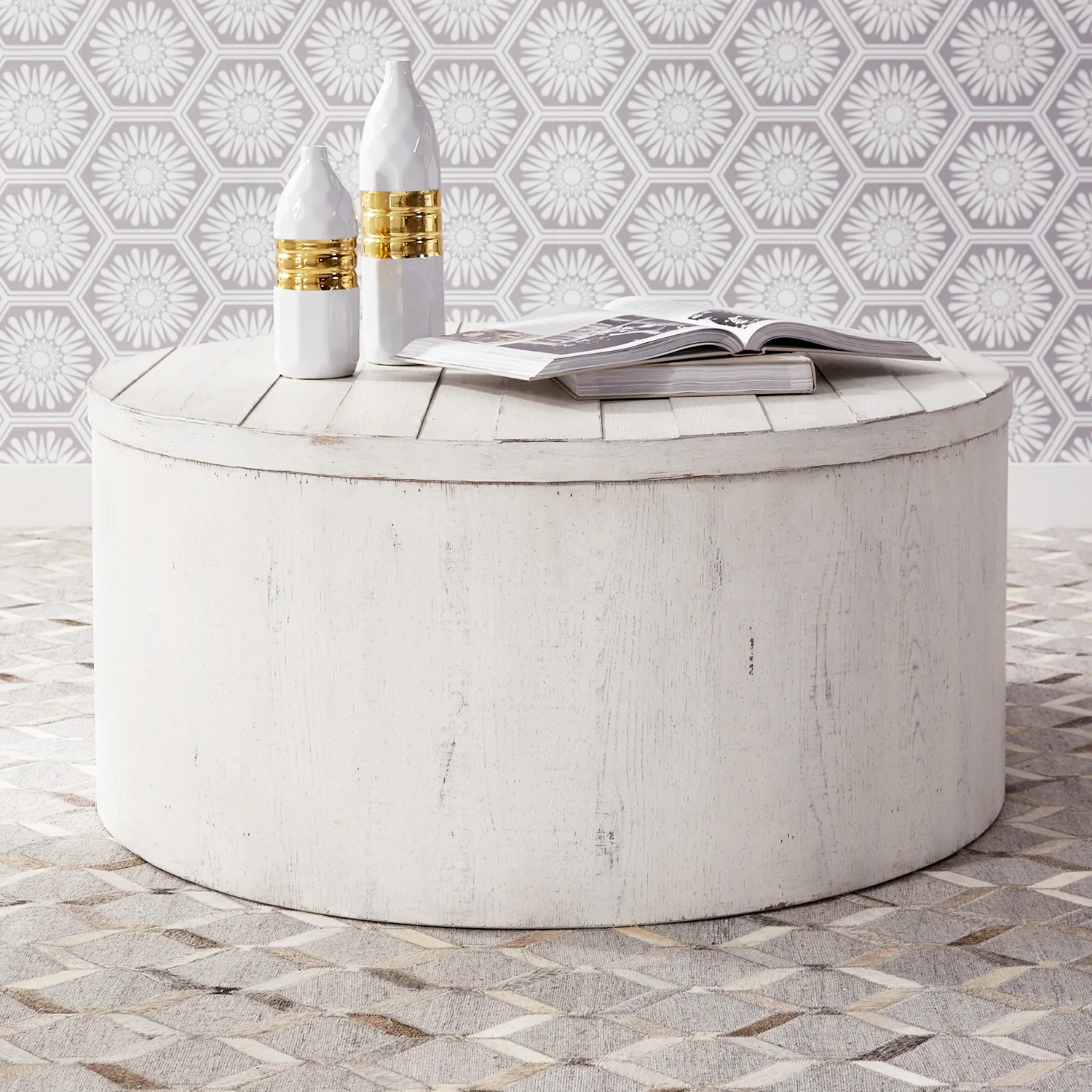 Modern Farmhouse Drum Coffee Table - Image 2