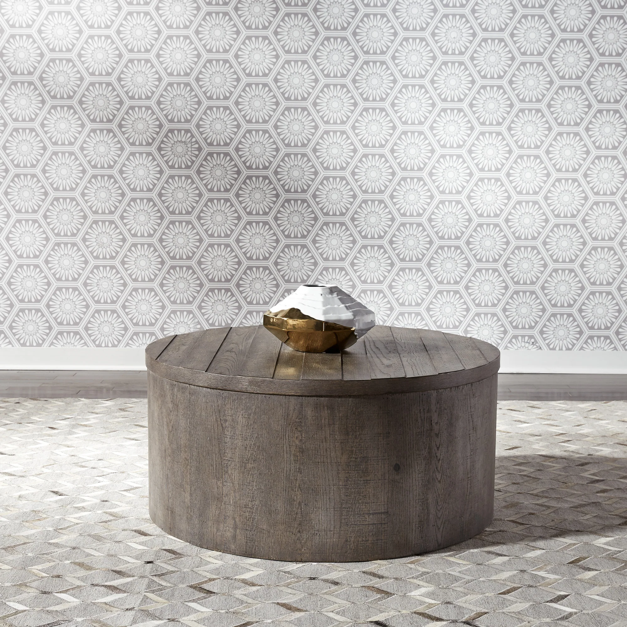 Modern Farmhouse Drum Coffee Table - Image 9
