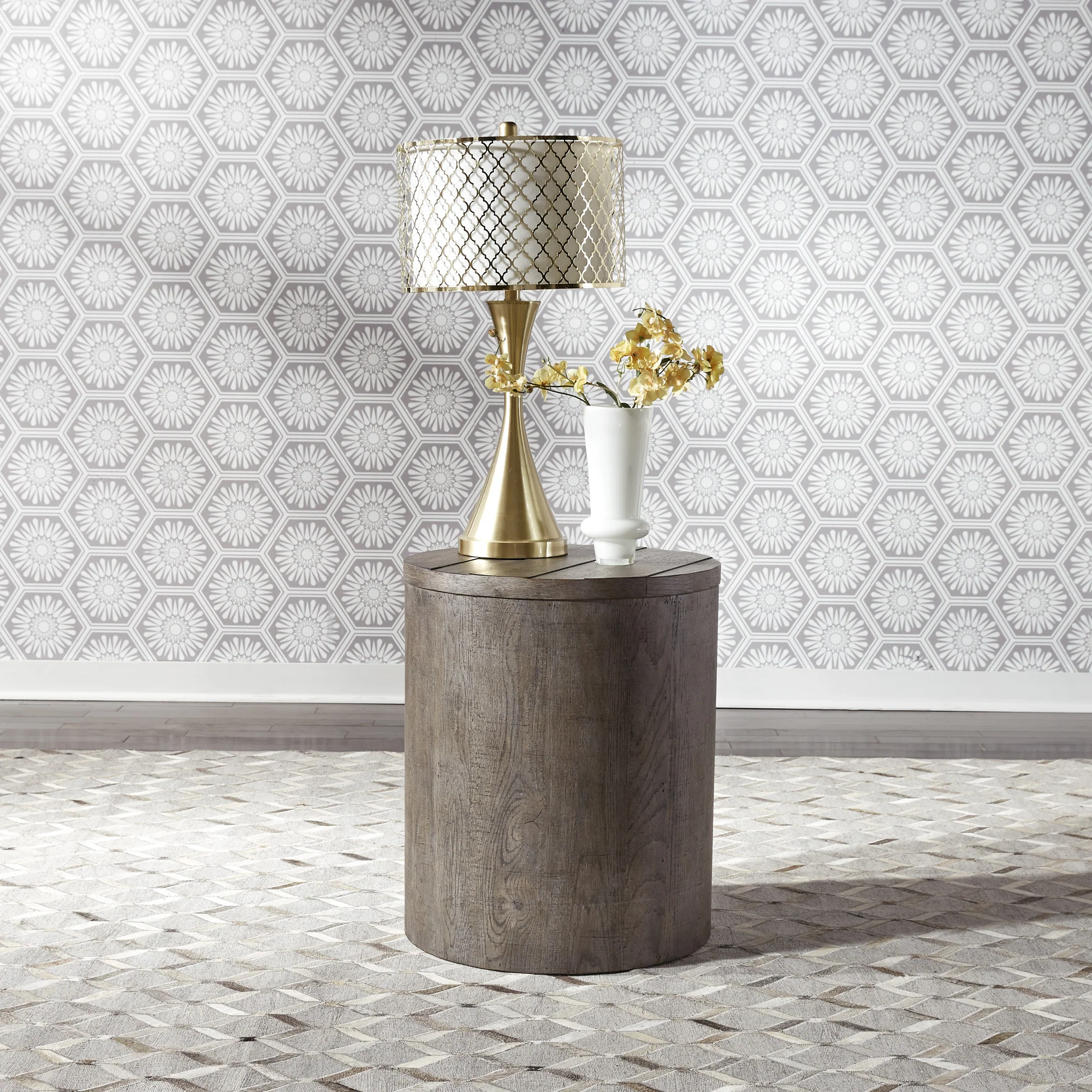 Modern Farmhouse Drum End Table - Image 5