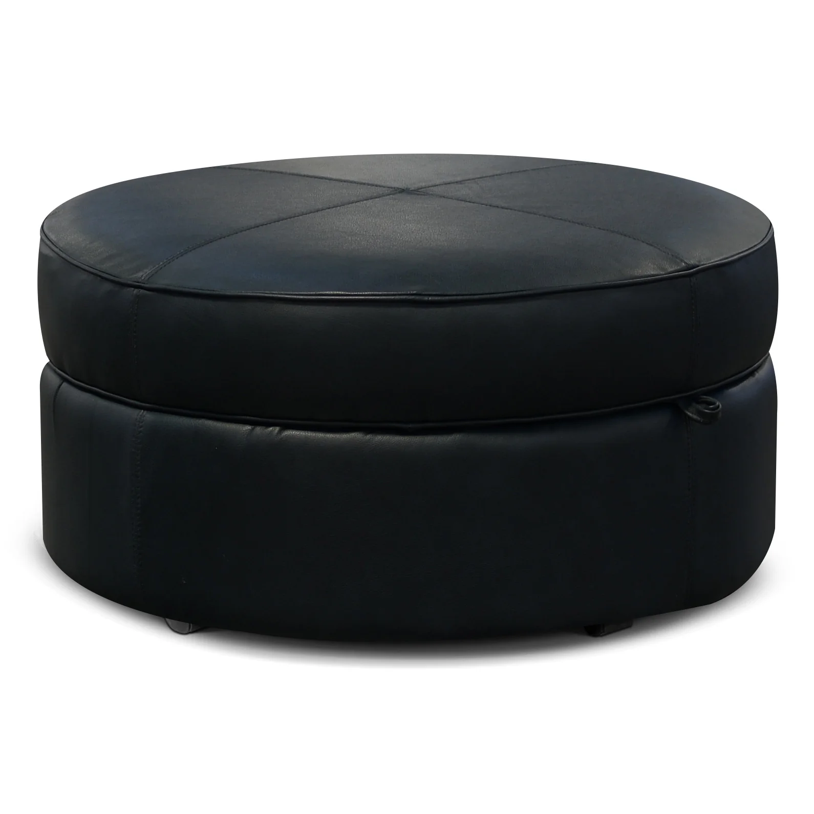 Monroe Round Leather Storage Ottoman