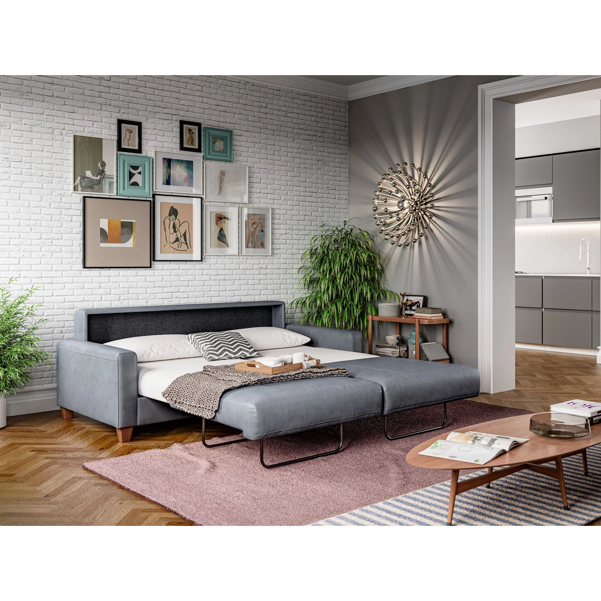 Nico Leather Sleeper Loveseat - Image 8