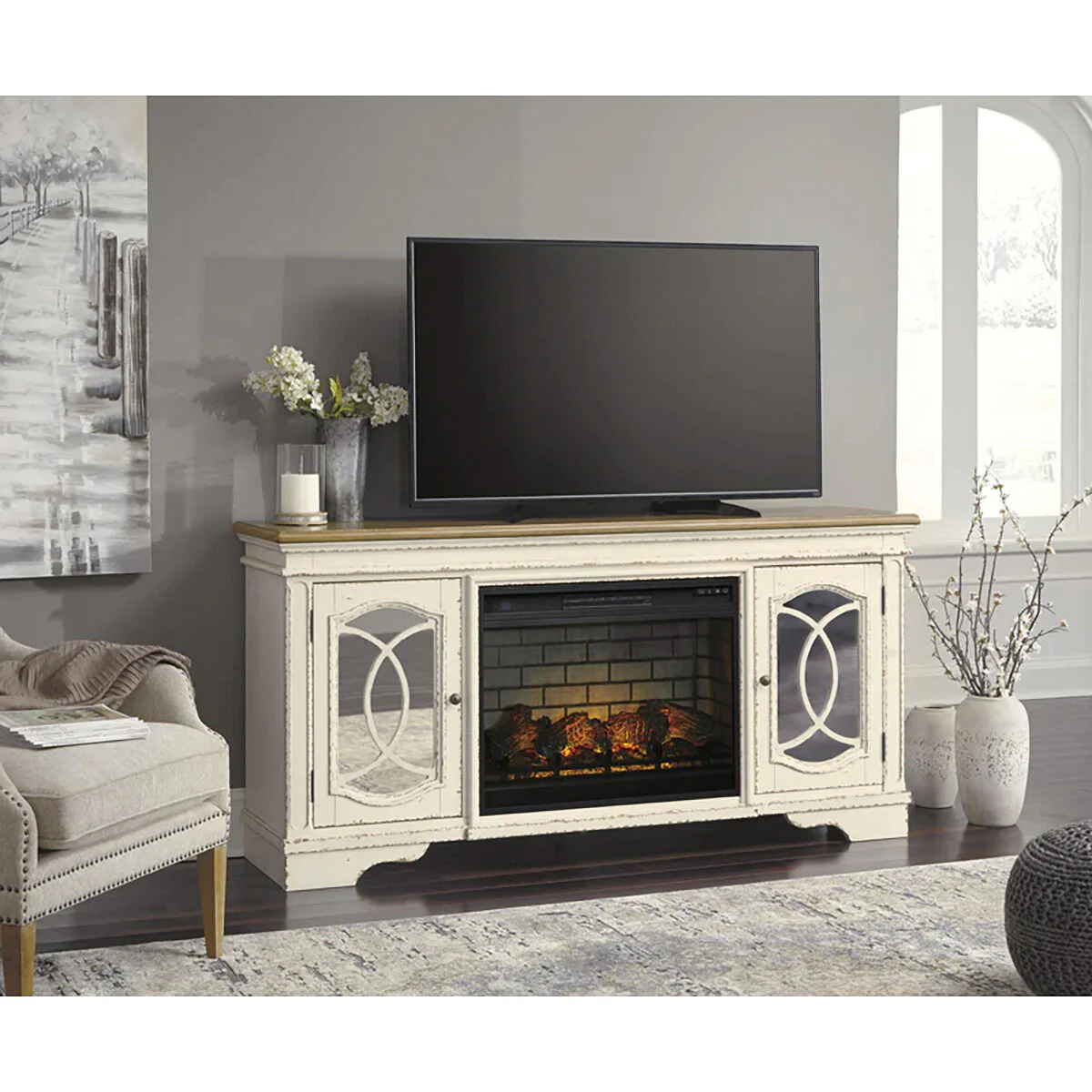 Realyn 74 Inch Fireplace Console - Image 3