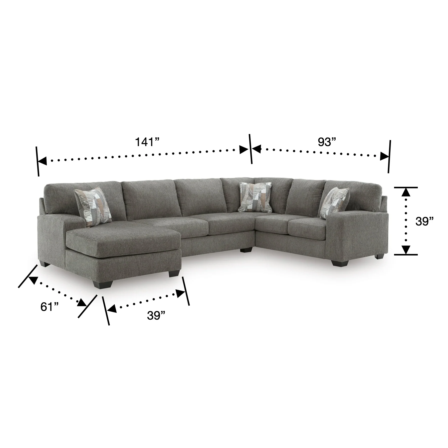 Seyler Lane 3 Piece Left Chaise Sectional - Image 8