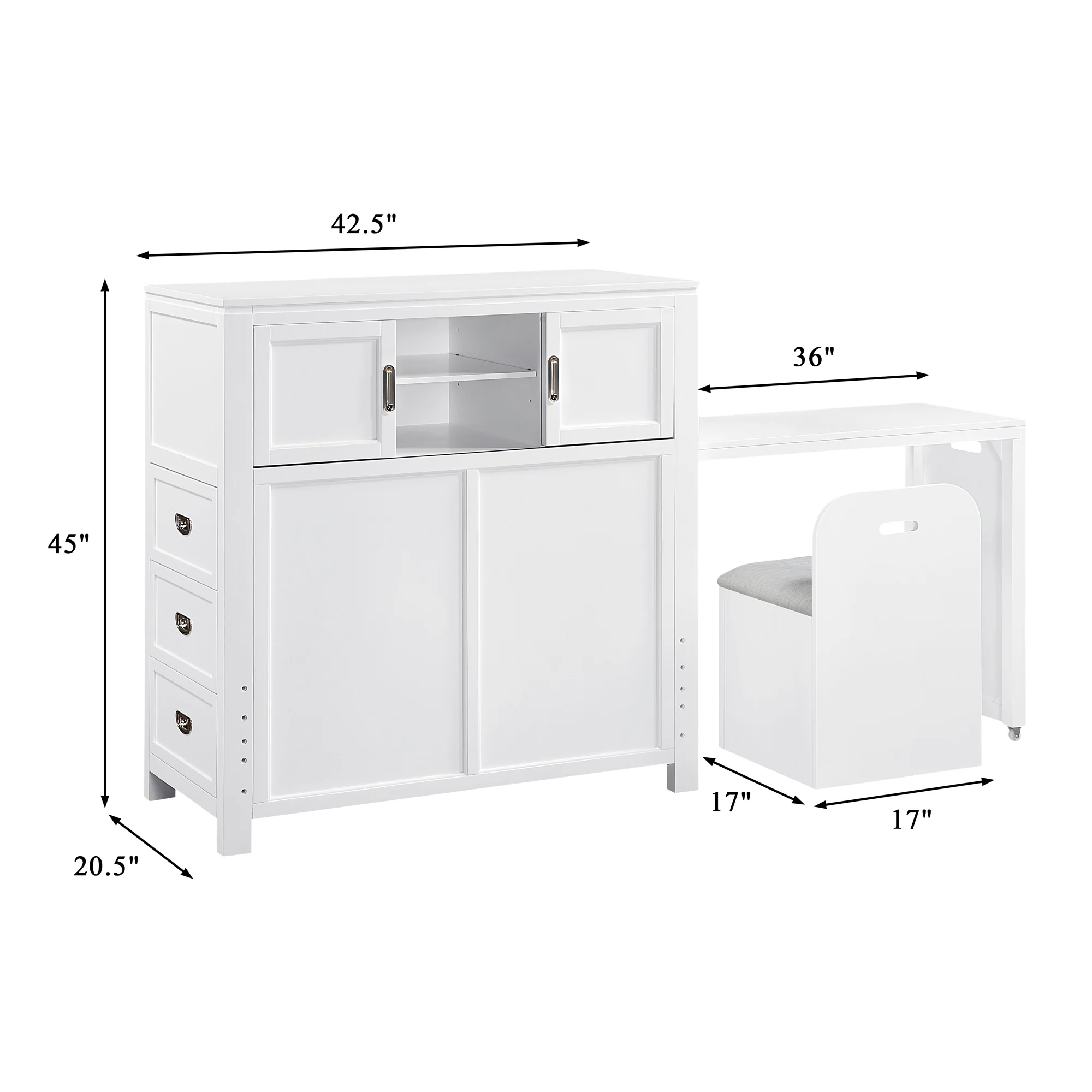 Sloane Bookcase Headboard with Desk and Stool - Image 14