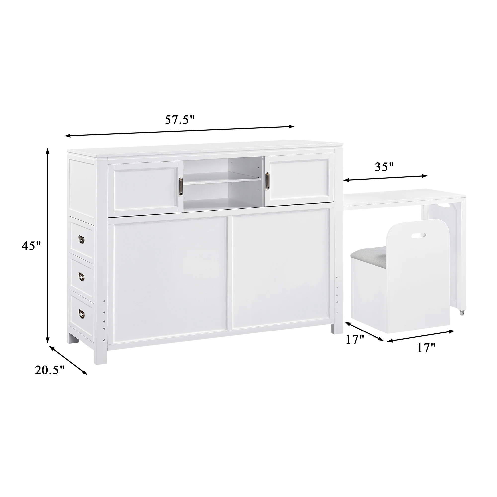 Sloane Bookcase Headboard with Desk and Stool - Image 19