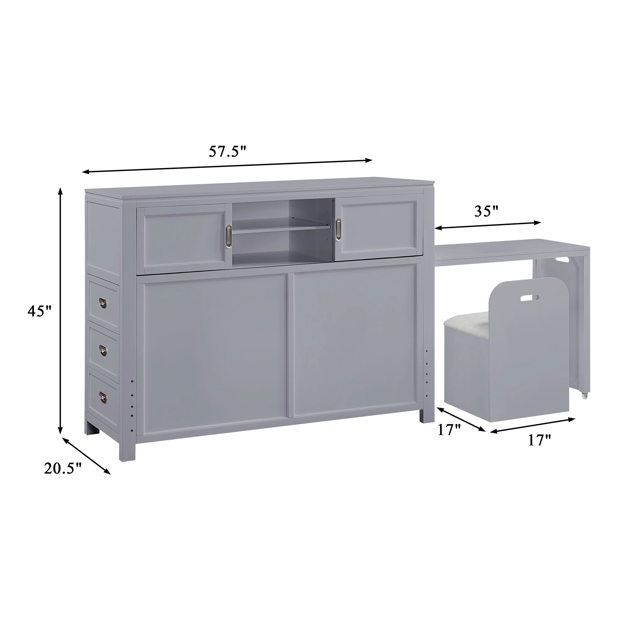 Sloane Bookcase Headboard with Desk and Stool - Image 8