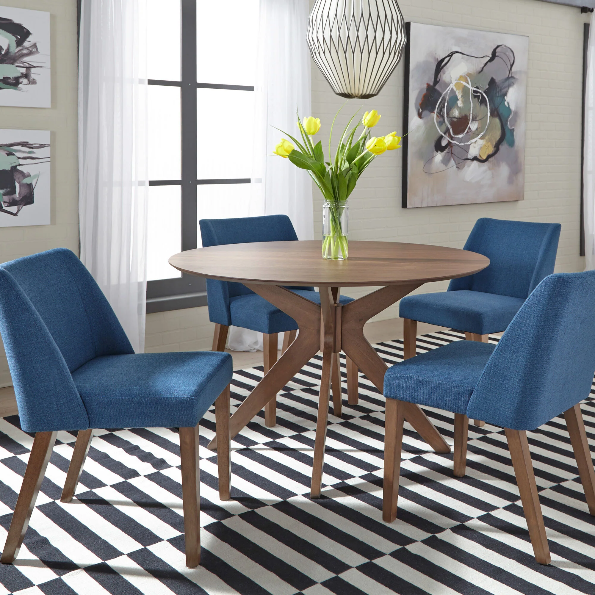 Space Savers 5 Piece Pedestal Dining Set - Image 2