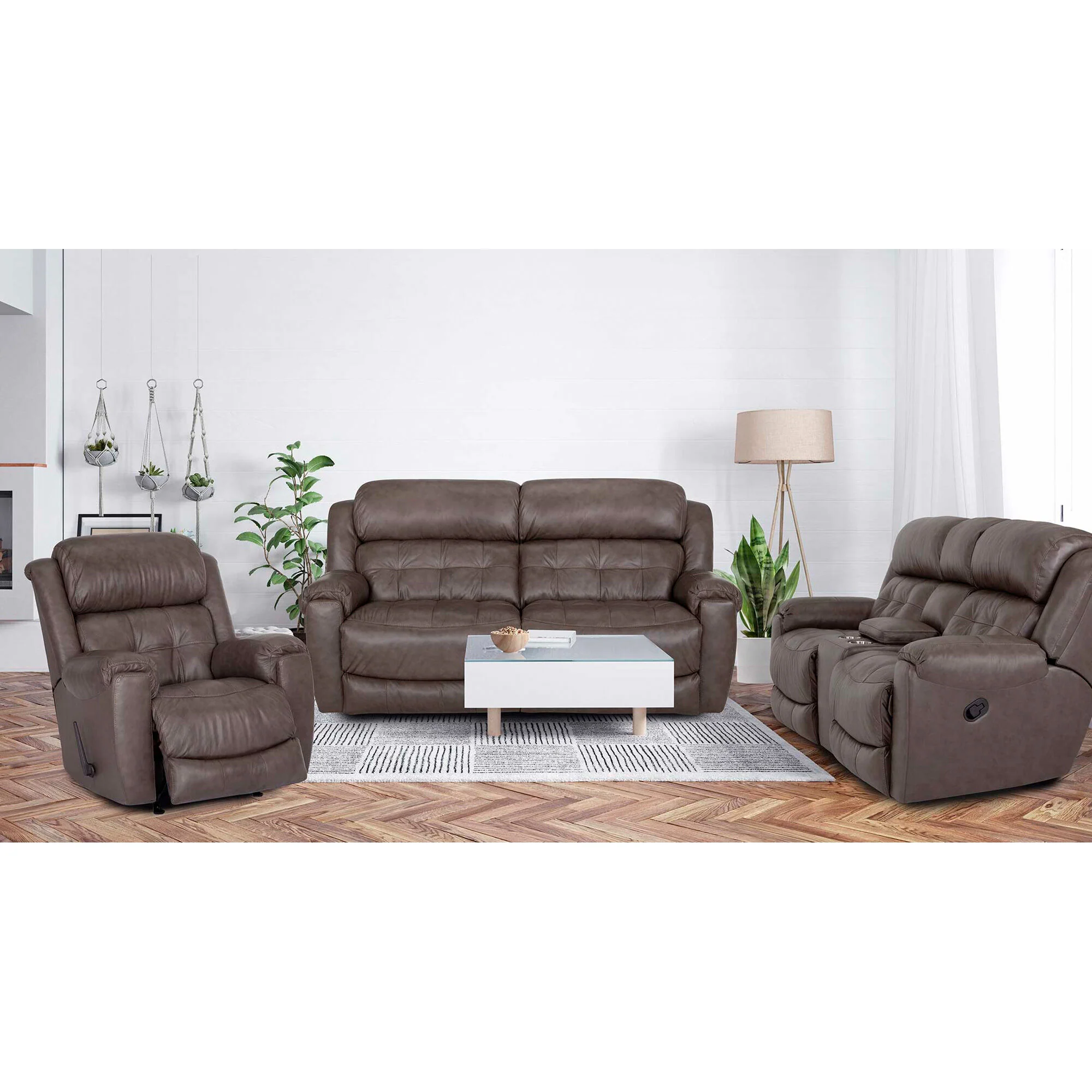 Talon Leather Reclining Console Loveseat - Image 4