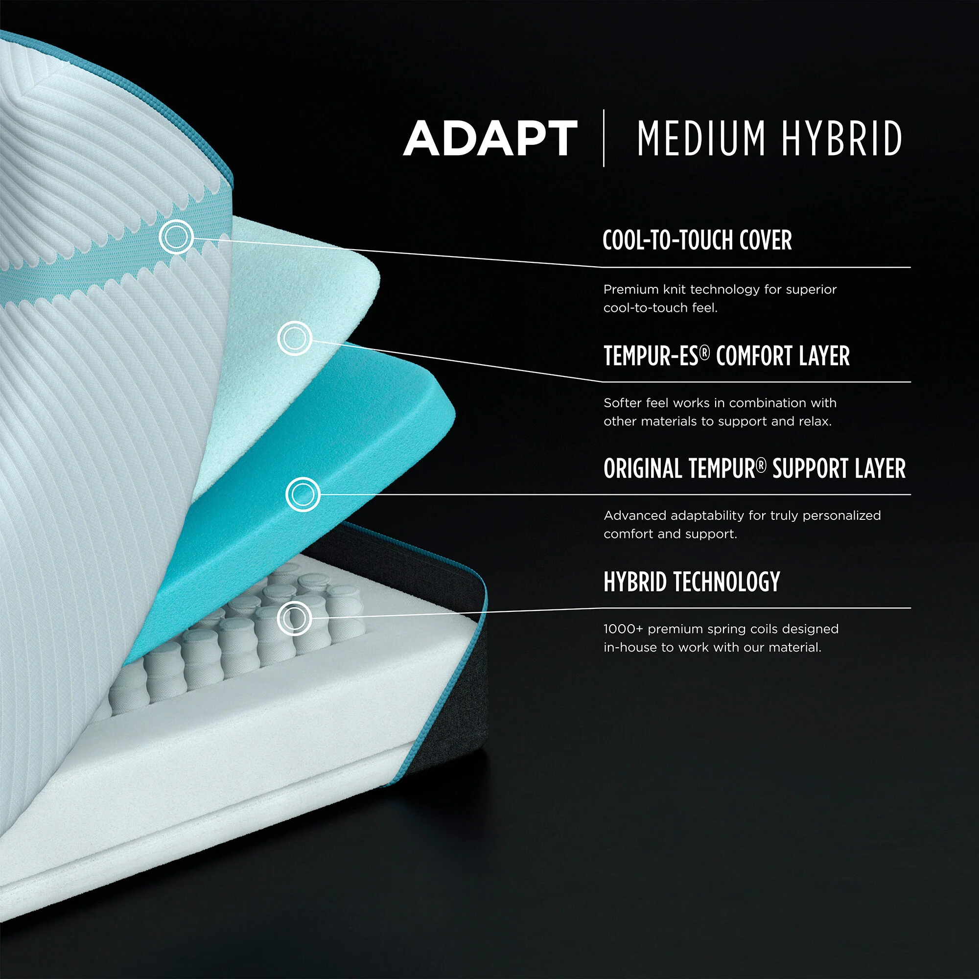 Previous Generation Tempur-Pedic TEMPUR-Adapt Medium Hybrid Mattress - Image 22