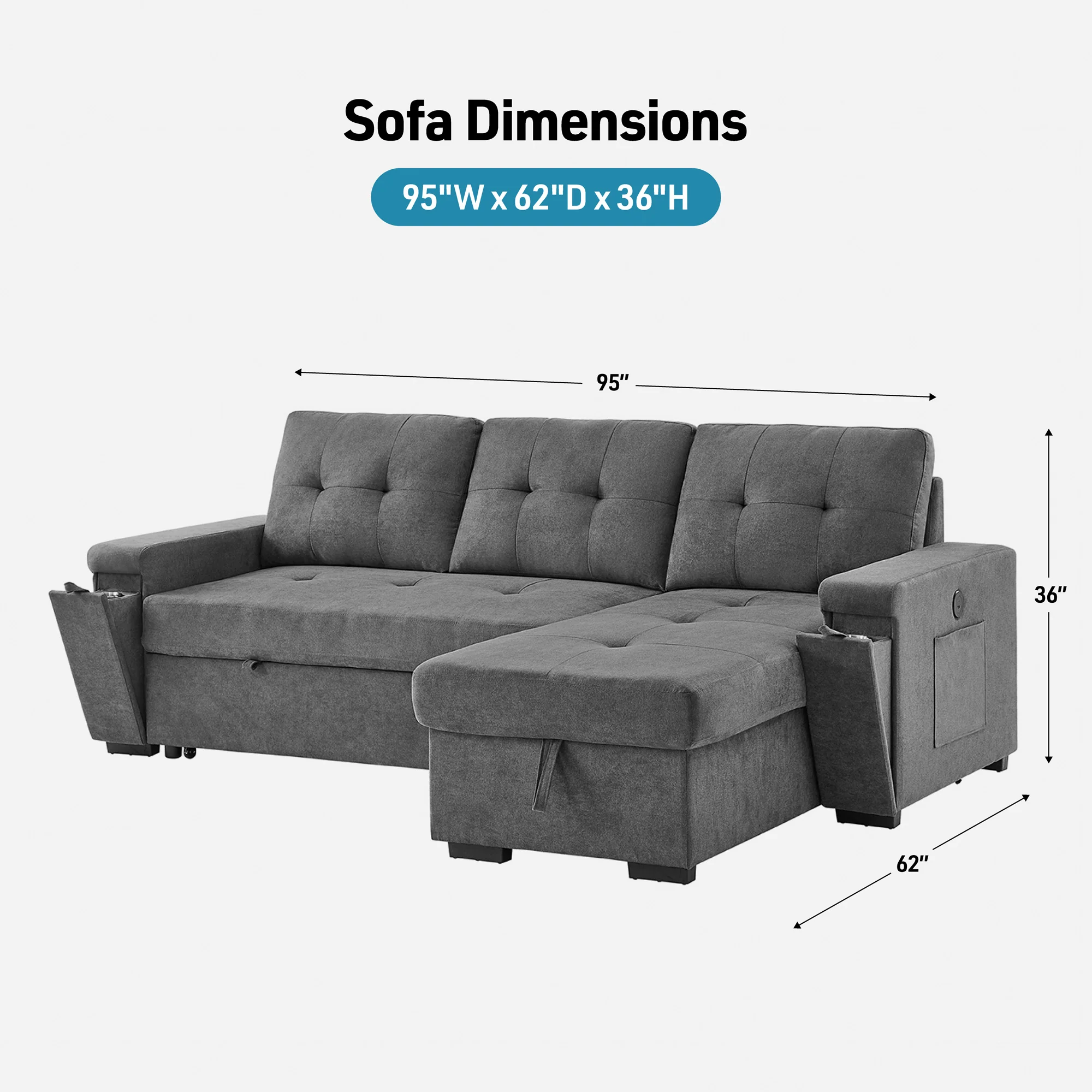 Toby Sleeper Chaise Sofa Pop Up - Image 13