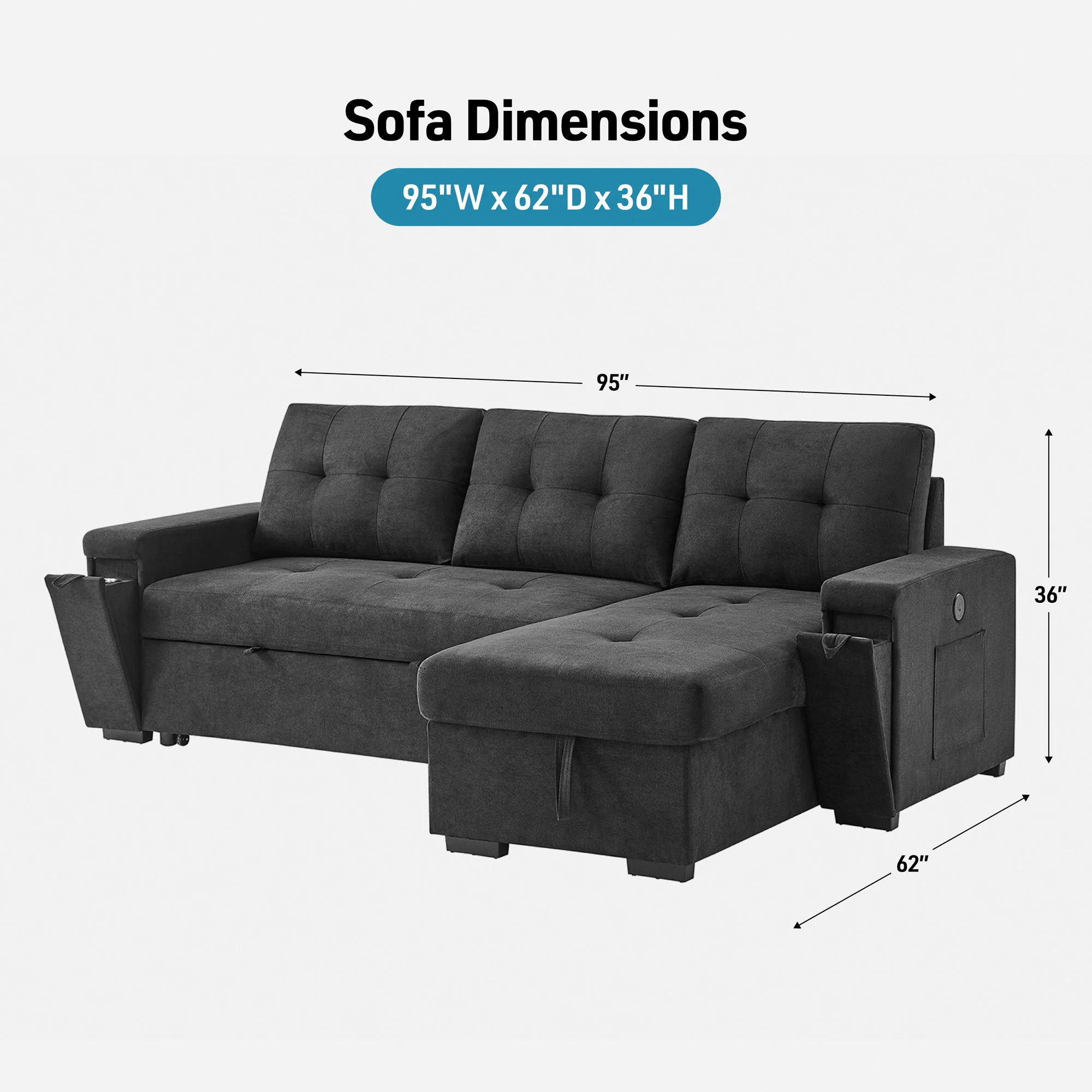 Toby Sleeper Chaise Sofa Pop Up - Image 6
