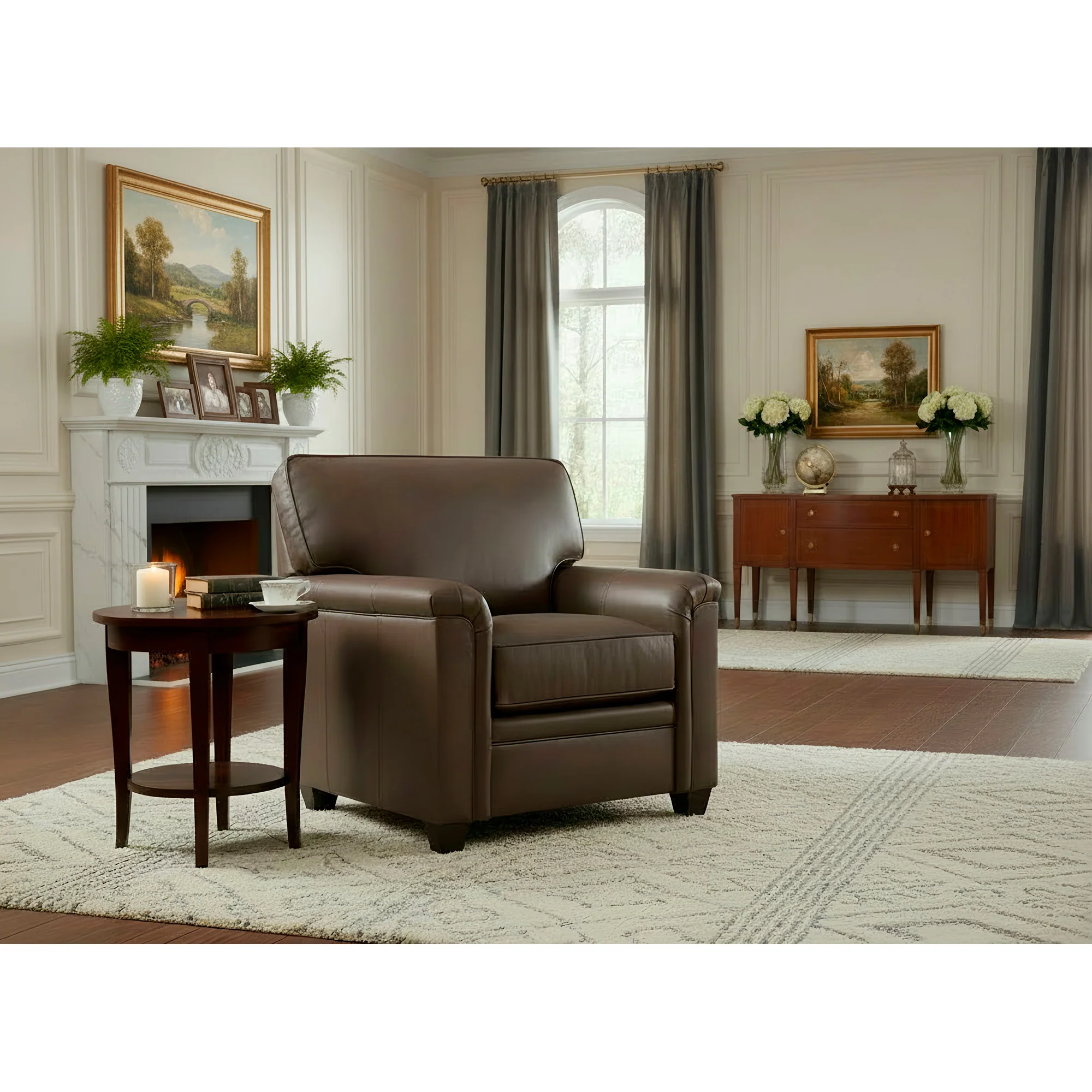 Warren Feather Blend Leather Chair - Image 3