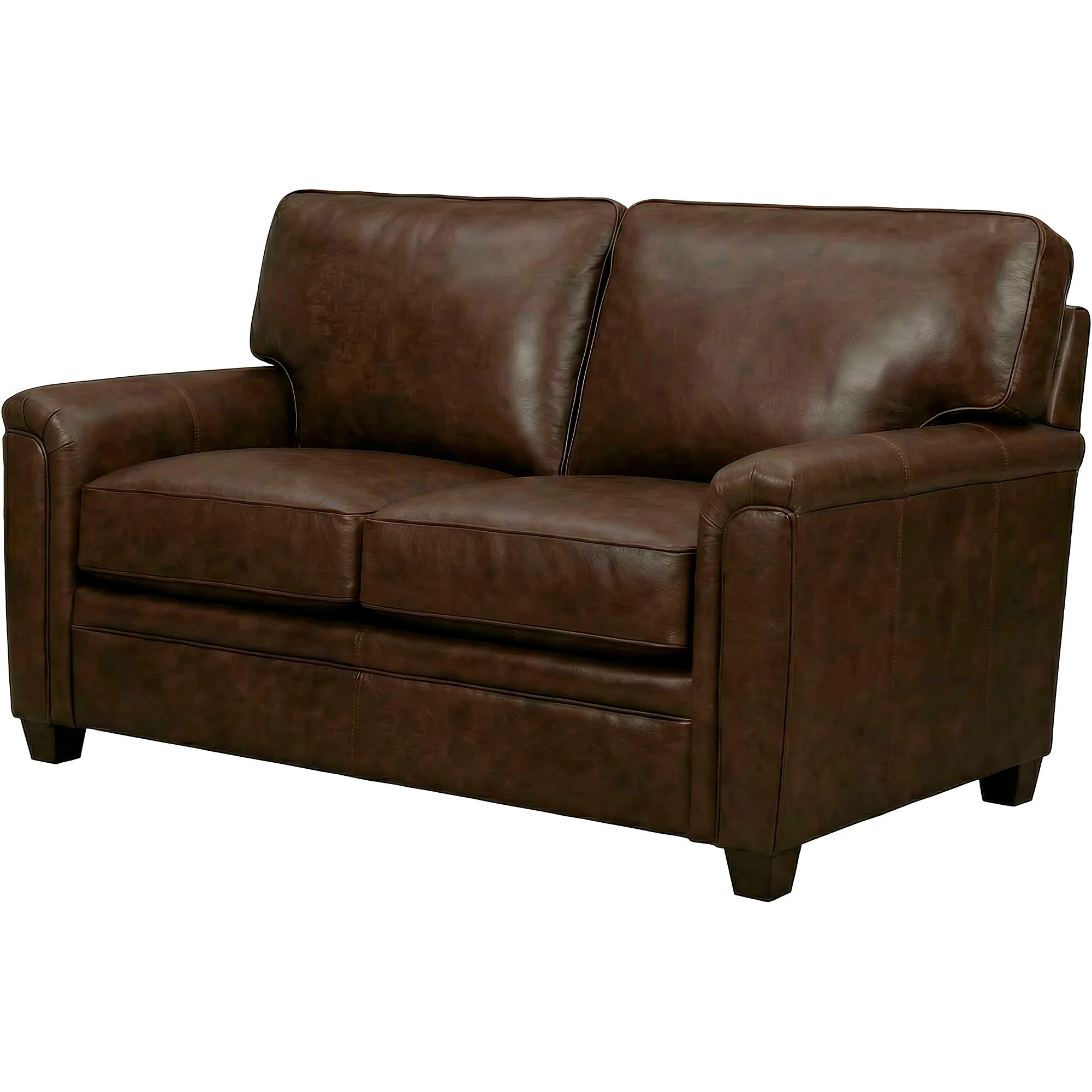 Warren Feather Blend Leather Loveseat - Image 2