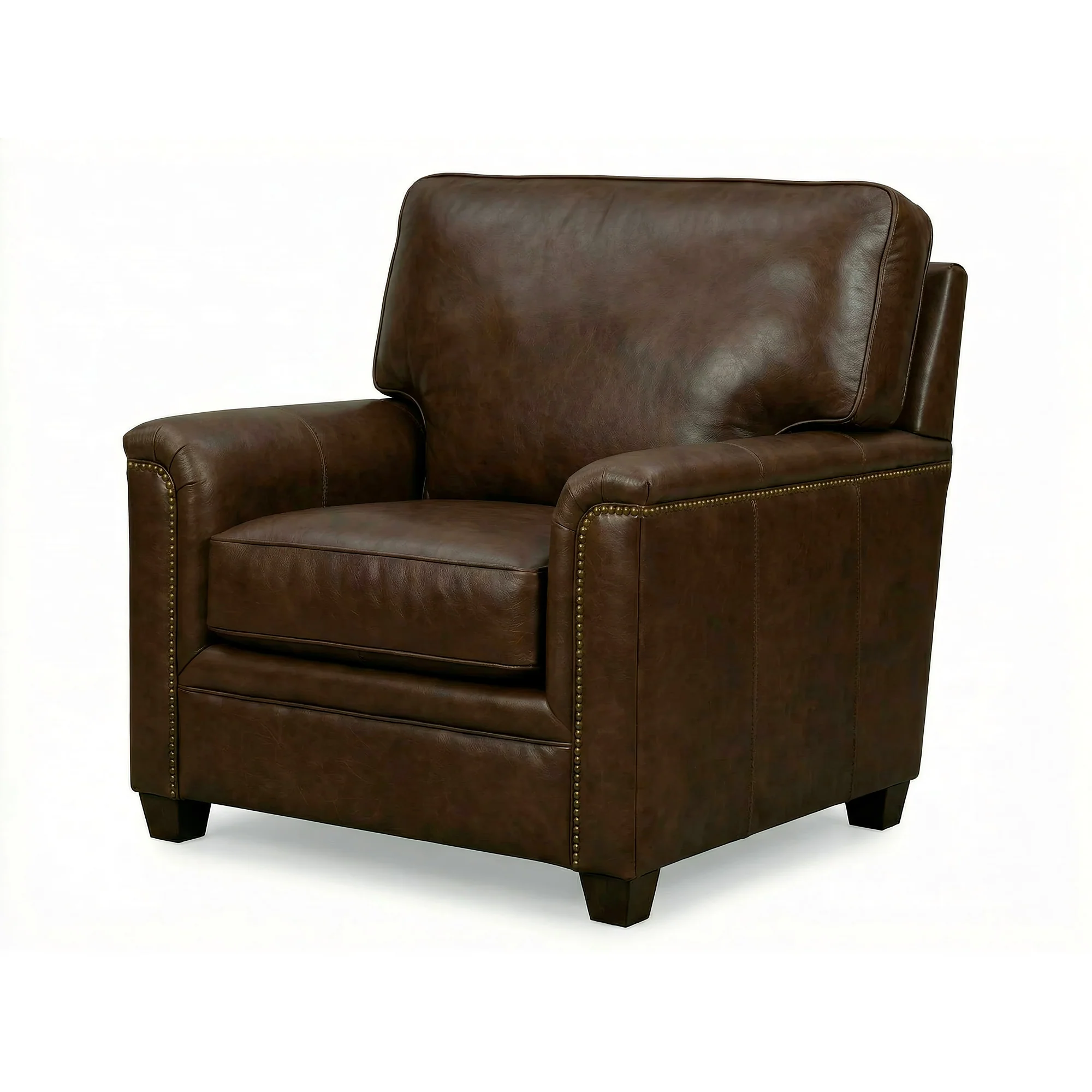 Warren Feather Blend Leather Nail Head Chair - Image 2